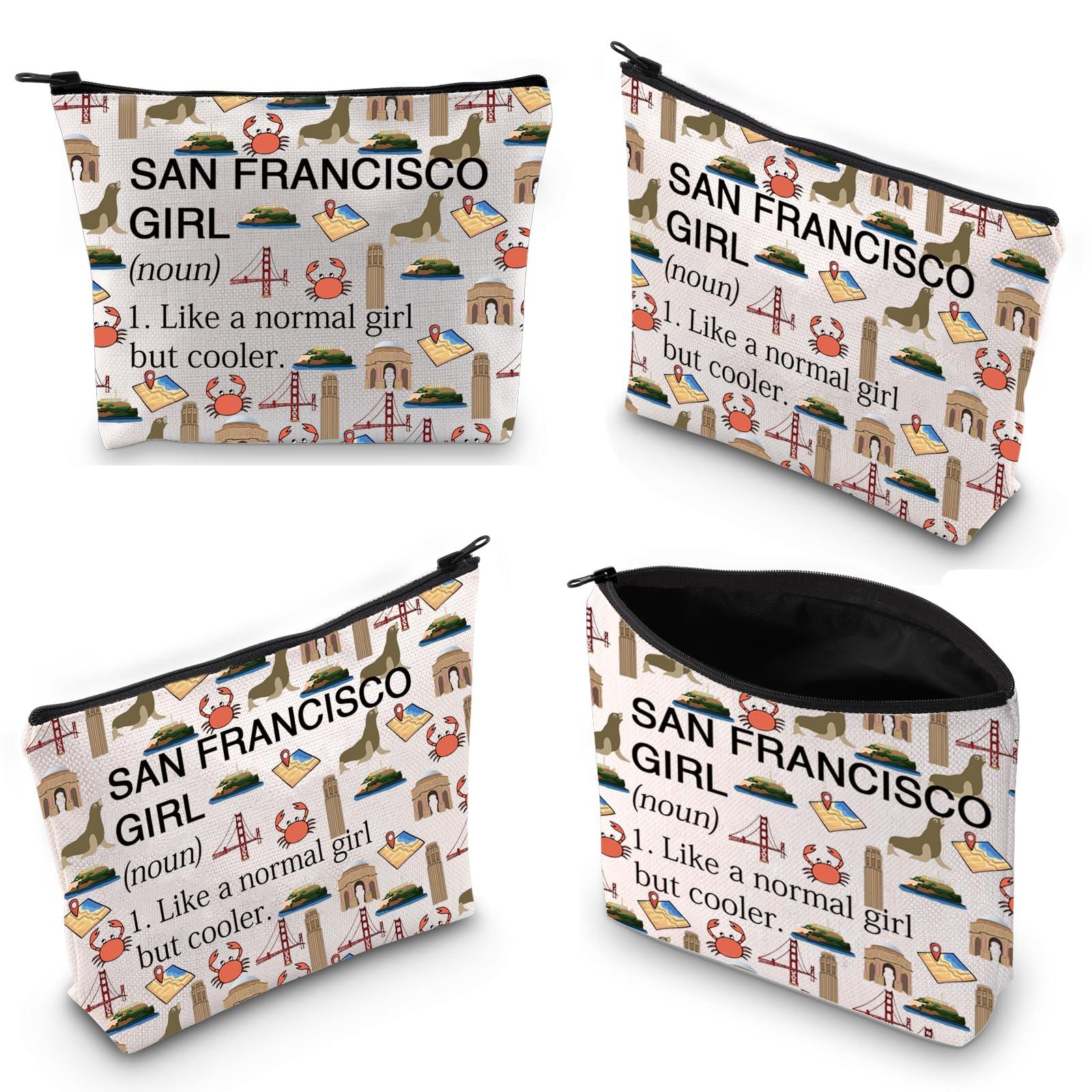 Gzrlyf Gzrlyf San Francisco Makeup Bag San Francisco Skyline Gift California Souvenirs Gift Trip Vacation Gift Cosmetic Travel Bag (SAN FRANCISCO GIRL noun)