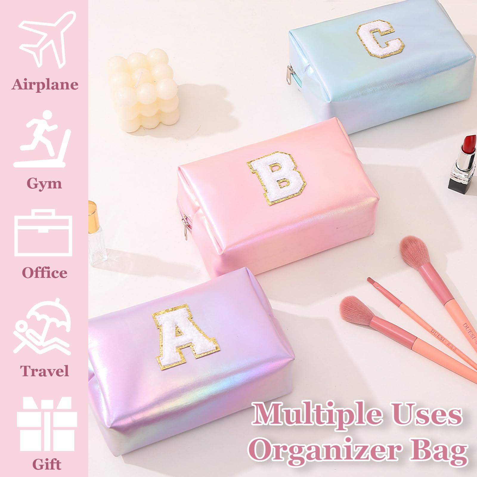 Boletochic Personalized Initial Makeup Bag, Letter Zipper Cosmetic Bag for Womens, Preppy Makeup Bags, Glitter Waterproof Cute Makeup Pouch, Travel Makeup Bags for Mother\'s Day Birthday GiftsLetter S)