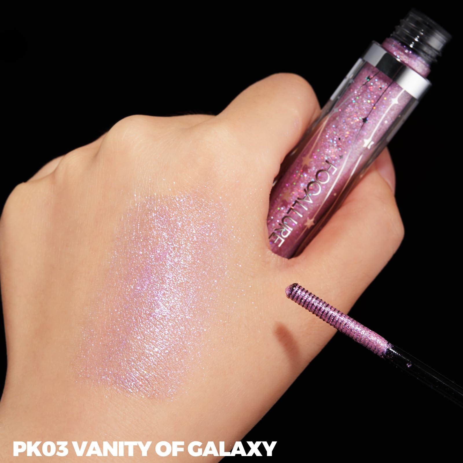 FOCALLURE FOCALLURE Star Drifter Glitter Mascara,Define Long Lasting Curling Eyelashes,Lightweight & Dries Quickly,Soft Gel Formula Mascara Create a Subtle Shimmer Look to your Eyelashes,PK03 VANITY OF GALAXY