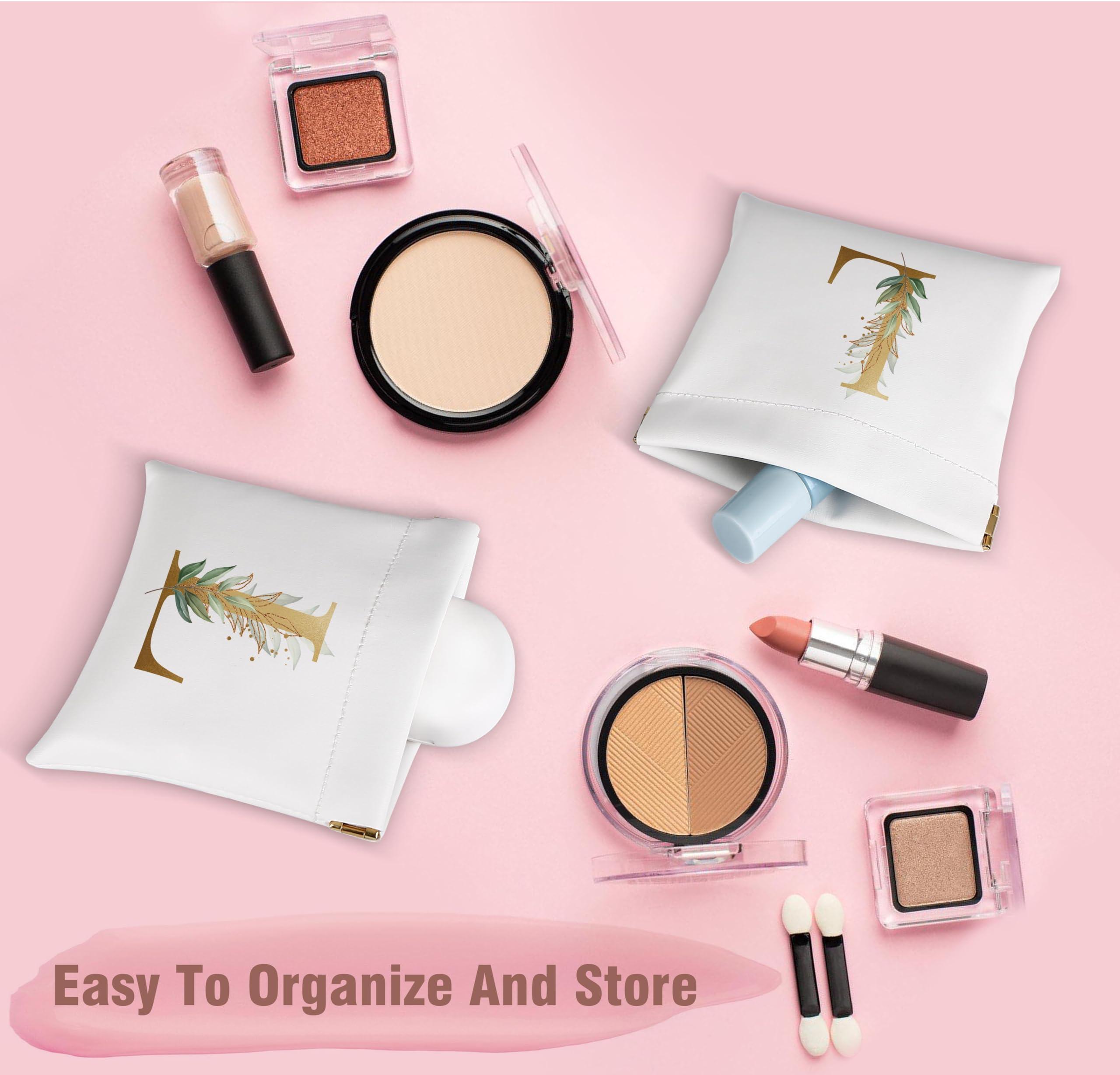 TCJIU Personalized Initial Letter Pocket Cosmetic Bag,Pouches for Purse,Portable Mini Makeup Pouch,No Zipper Travel Multifunctional Storage Bag for Lipsticks,Headphones,Cosmetics,Coins,Charging Cable,L