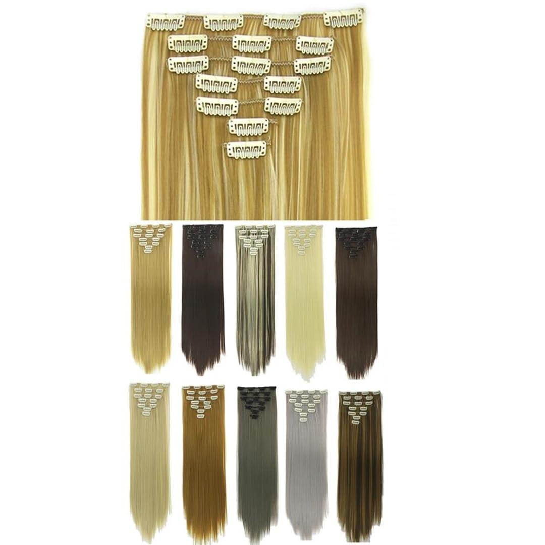 Generic Long Straight Synthetic Hair Piece 7PCS/SET Mega Red Hair Clips In Fake Hair Extensions