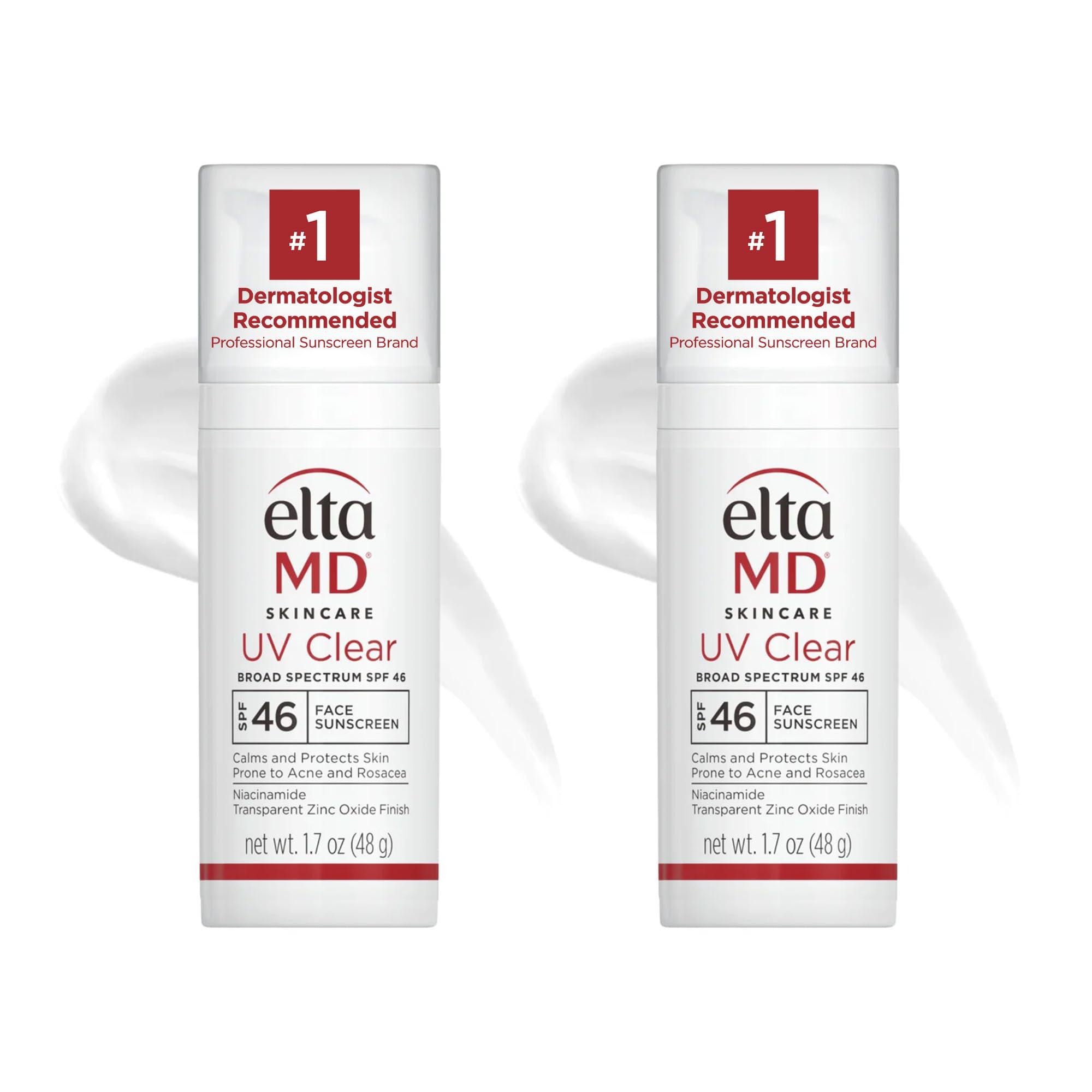 EltaMD EltaMD UV Clear Face Sunscreen SPF 46, Oil Free for Face with Zinc Oxide, Dermatologist Recommended Sunscreen Lotion,1.7 oz Pump (Pack of 2)