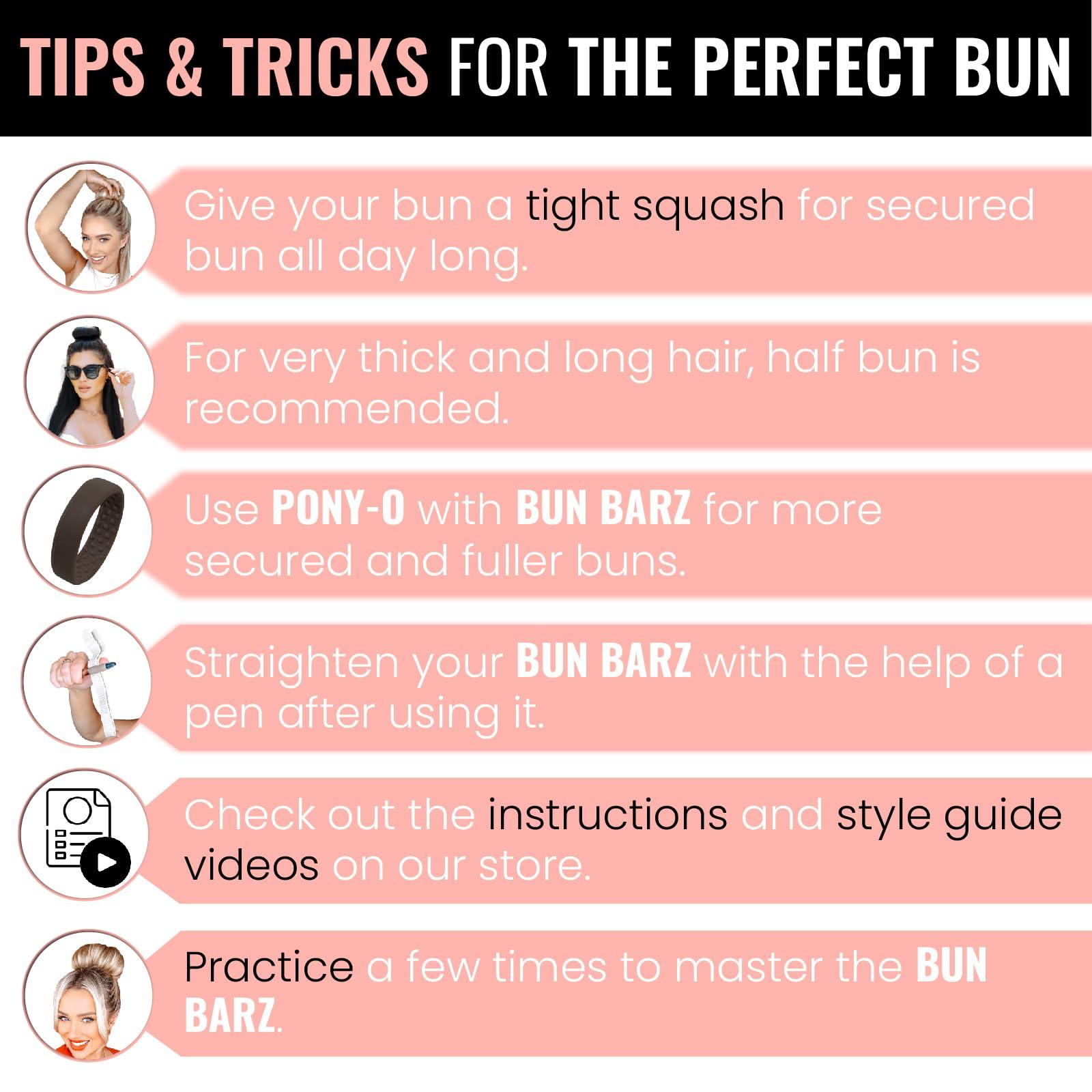 PONY-O PONY-O Patented Donut Ponytail Holder BUN BARZ - 2 Pack No Damage Hair Bun Maker - Pony Tail Accessory for Easy Styling, Ballet Buns - Black and Brown