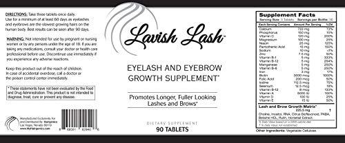 Pronexa Hairgenics Lavish Lash Eyelash and Eyebrow Growth Supplement with Biotin for Longer, Thicker Lashes and Brows. 90 Tablets.