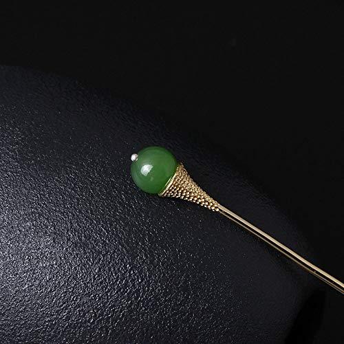 qbodp qbodp S925 Silver Hair Sticks for Buns Imitation Jasper Golden Hair Chopsticks Elegant Hair Pins Stick Chinese Classical Chopsticks for Women Hair Accessories
