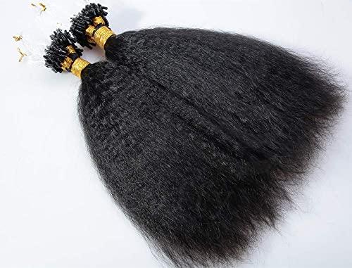 YiXing Kinky Straight Microlink Hair Extensions Human Hair YiXing Micro Loop Hair Extensions Brazilian Remy Hair 50g Per Pack Coarse Straight Micro Rings Hair Extensions 14Inch ,1g/strands