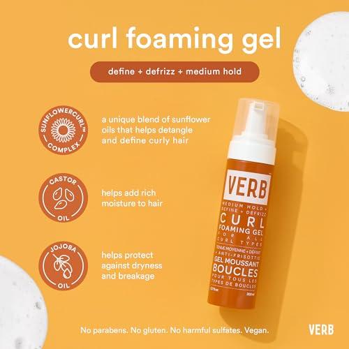 VERB Verb Curl Shampoo & Conditioner Duo, 12 oz + VERB Curl Foaming Gel Frizz Control Mousse for Curl Definition 6.7 fl oz Bundle