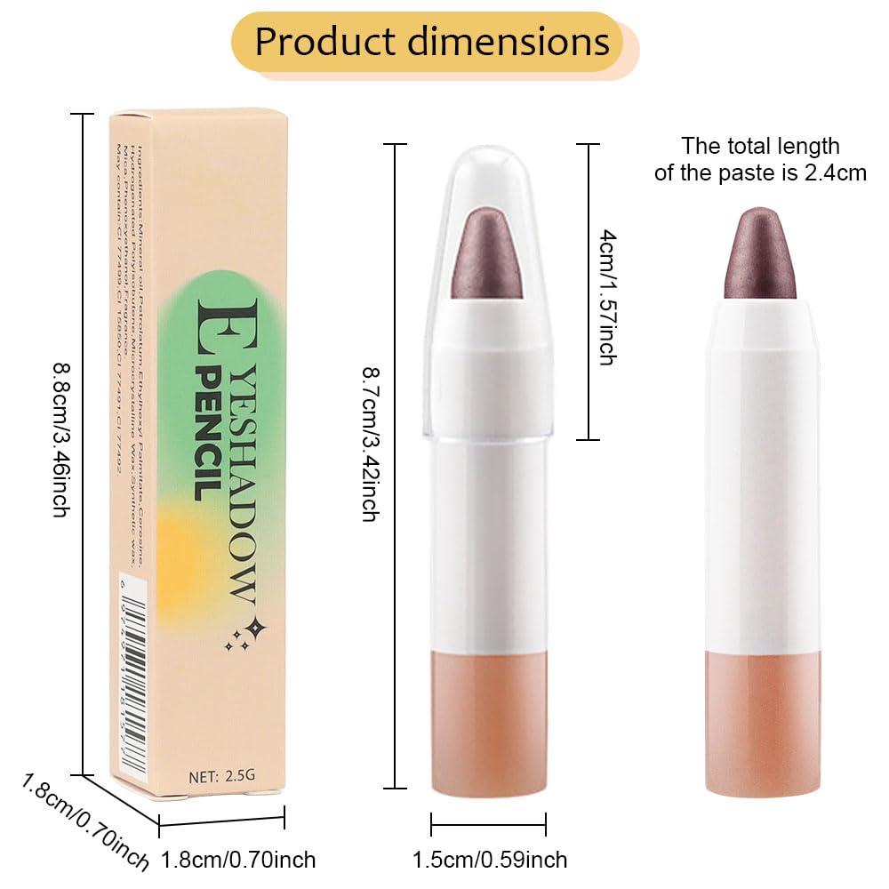 BINGBRUSH BINGBRUSH 2 Pcs Dark Brown Cream Eyeshadow Stick,Shimmer Metallic Eye Shadow Pencil,Eye Brightener Crayon for Different Eye Makeup Effect,Easy-To-Apply and Compact for Travel