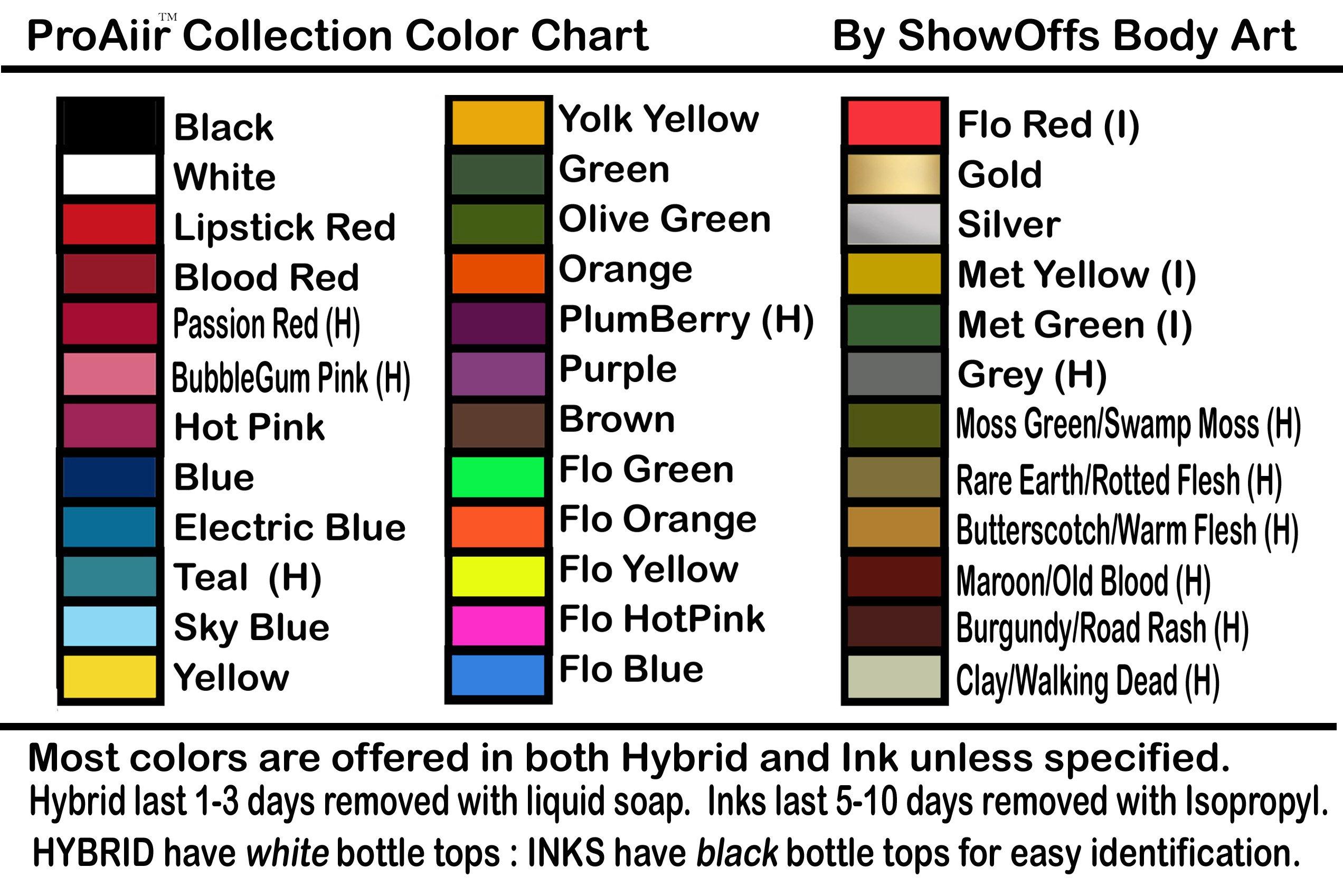 ShowOffs Body Art Body Paint - ProAiir Temporary Tattoo Ink - 2.1 oz (60ml) Fluorescent Yellow