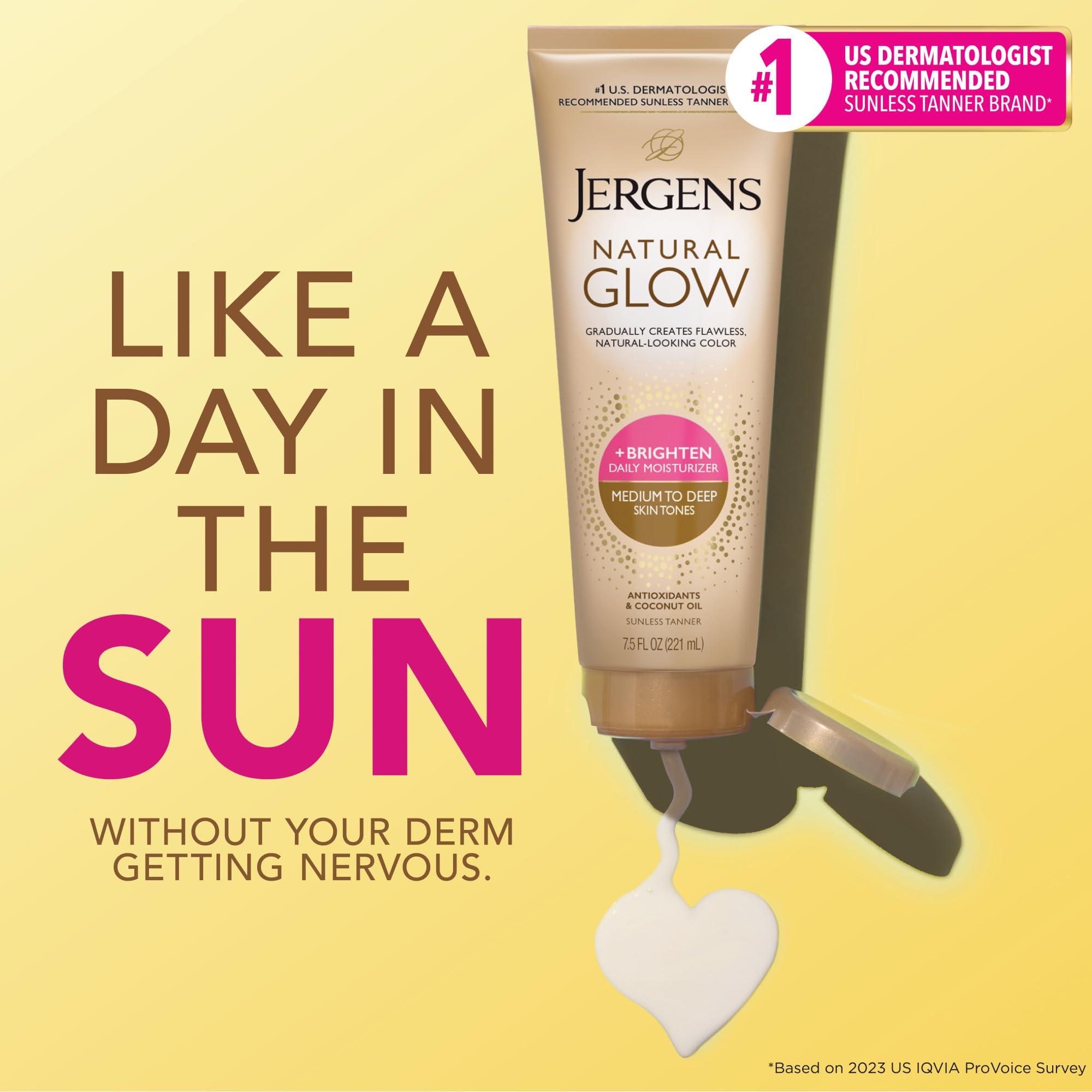 Jergens Jergens Natural Glow Self Tanner Body Lotion, Sunless Tanning, Medium to Deep Skin Tone, Daily Moisturizer with Coconut Oil, Vitamin E and Antioxidants, 7.5 Oz