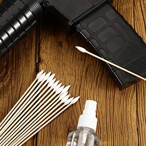 Norme Norme 6 Inch Caliber Cleaning Swabs Round/Pointed Tip with Wooden Handle Cleaning Swabs for Jewelry Ceramics Electronics in Storage Case, 300 Pieces (Pointed and Round Tip)