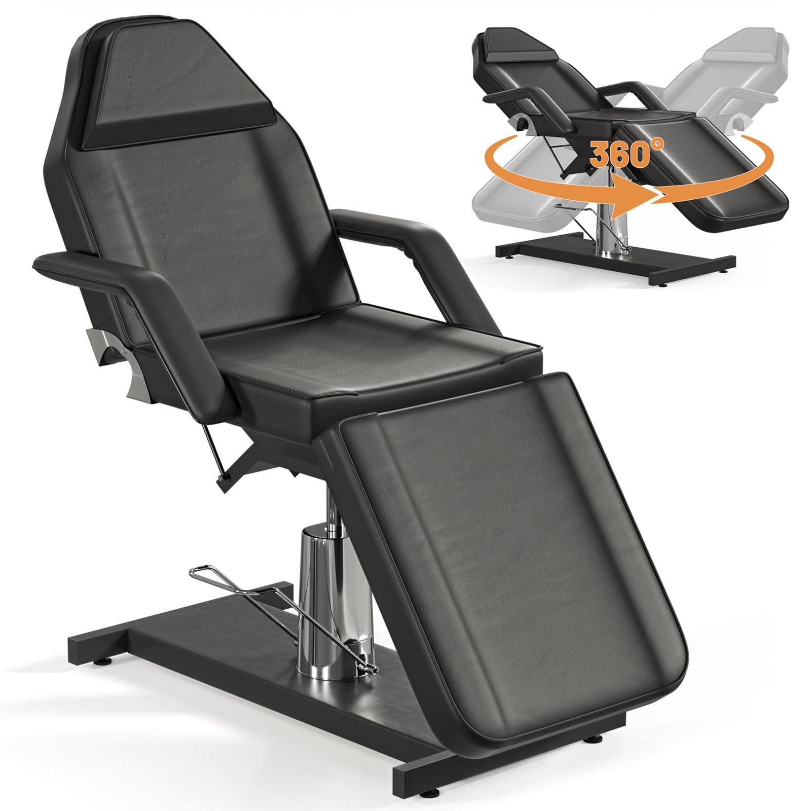 DeerDean DeerDean Hydraulic Tattoo Chair Bed for Client Facial Beds for Esthetician Chair Adjustable Facial Bed Spa Chair Massage Table Beauty Salon, Black
