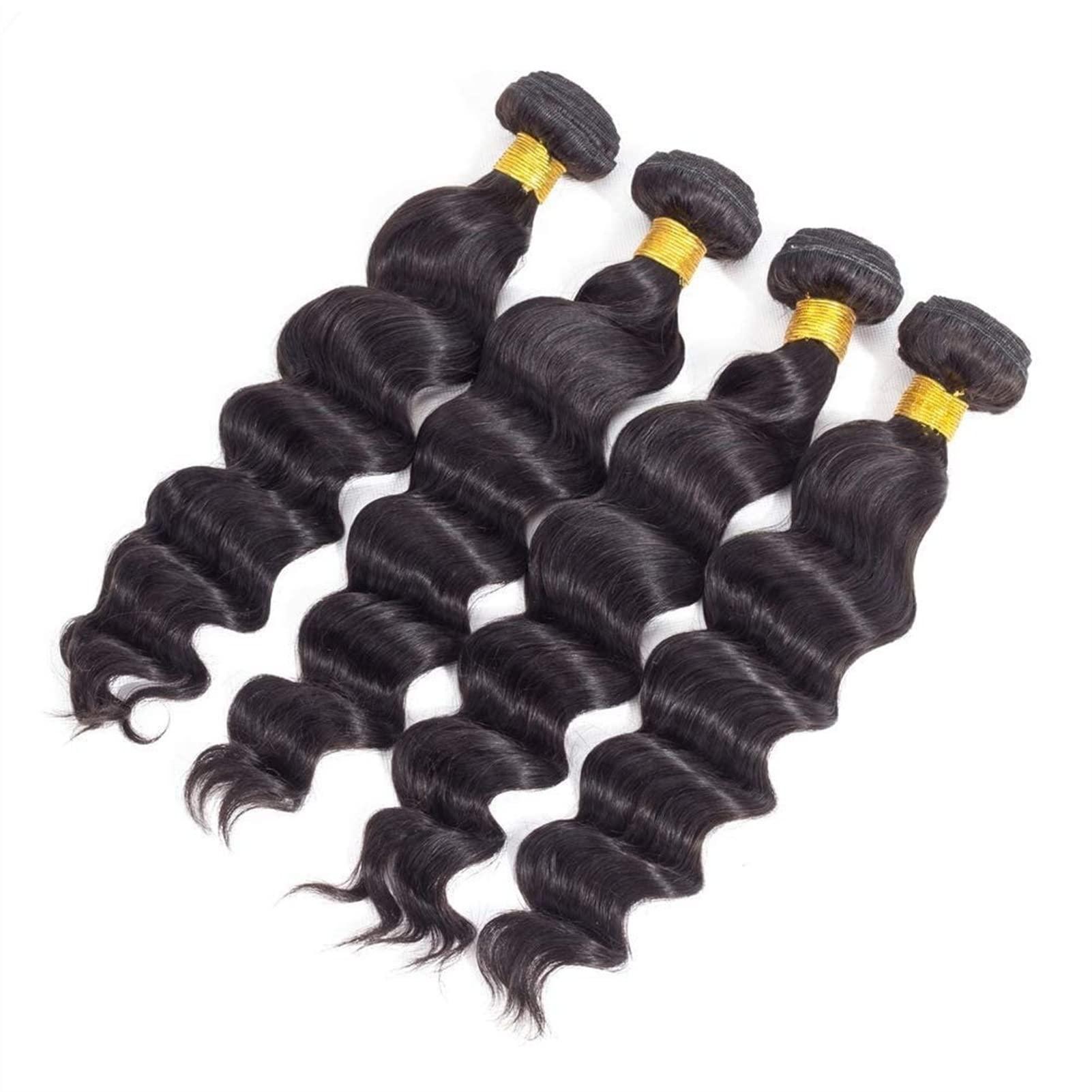 CLoxks Human Hair Bundles Loose Deep Wave Bundles Brazilian Virgin Remy Hair Loose Deep Wave 3 Bundles Human Hair Bundles Weave Hair Human Bundles Natural Color hair bundle/Hair Extensions (Size : 22 24 26