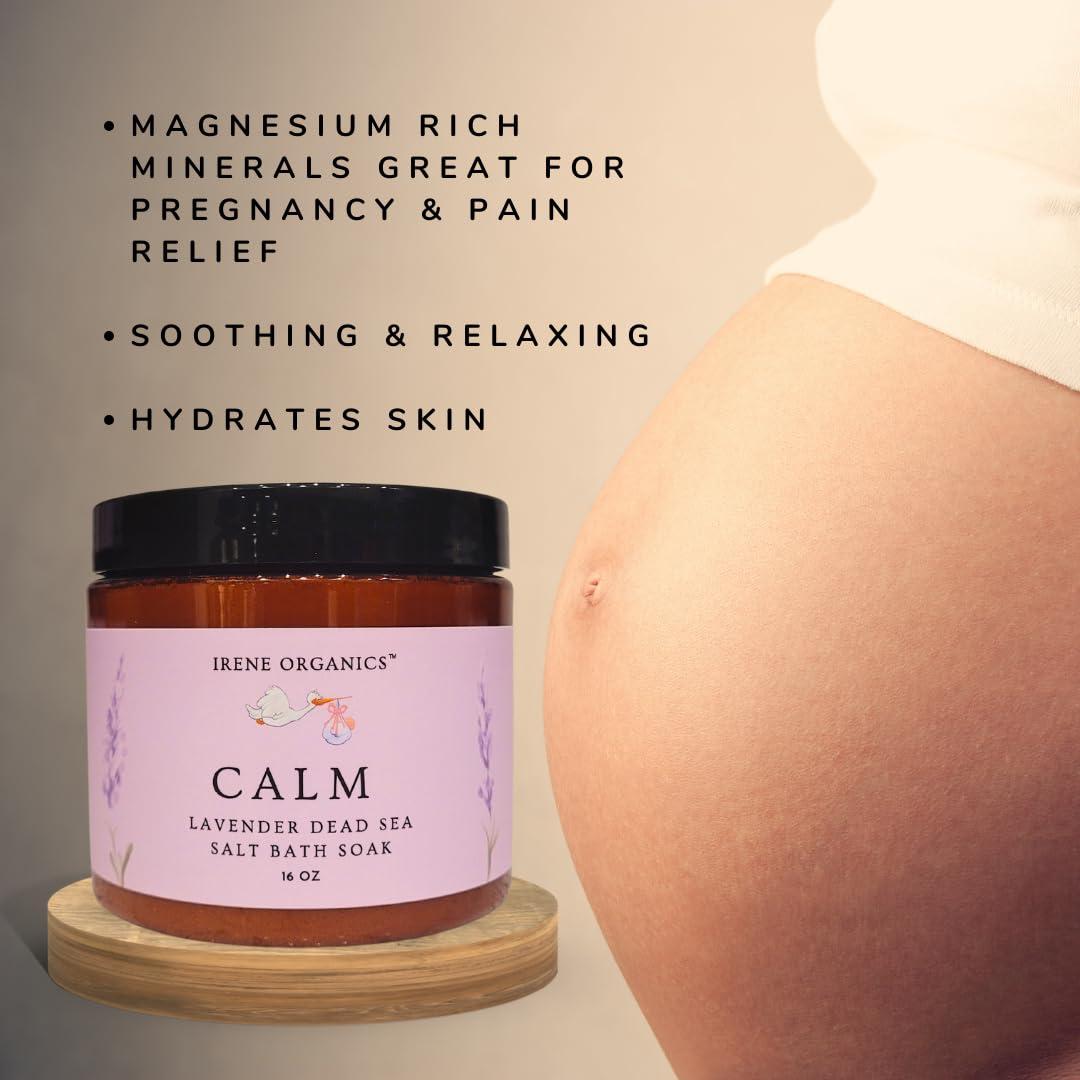 Irene Organics Irene Organics All Natural Bath Salt Soak - Exfoliating Dead Sea Salt + Himalayan Salt Bath Body Scrub for Calm, Soothing and Detoxing (Calm - Lavender)