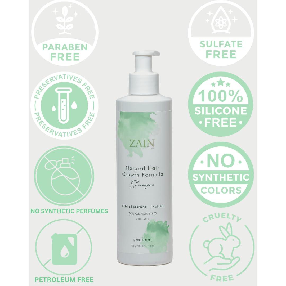 ZAIN1.618 Natural Hair growth Shampoo With Snail Mucin, Rosemary, Biotin, Niacinamide, Castor oil and Caffeine.(Mimosa, 8.45 oz) pH Level 5.2