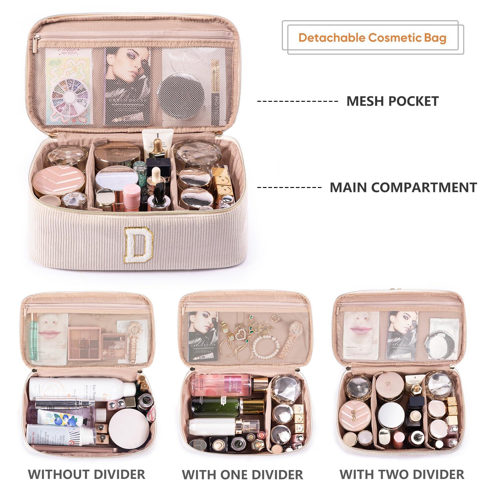 AMOIGEE AMOIGEE Initial Makeup Bag Organizer,Personalized Double Layer Train Case, Travel Toiletry Bag for Makeup Brushes for Teens Girl, Skincare Gift Set, Initial Cute Cosmetic Make Up Bag for Women
