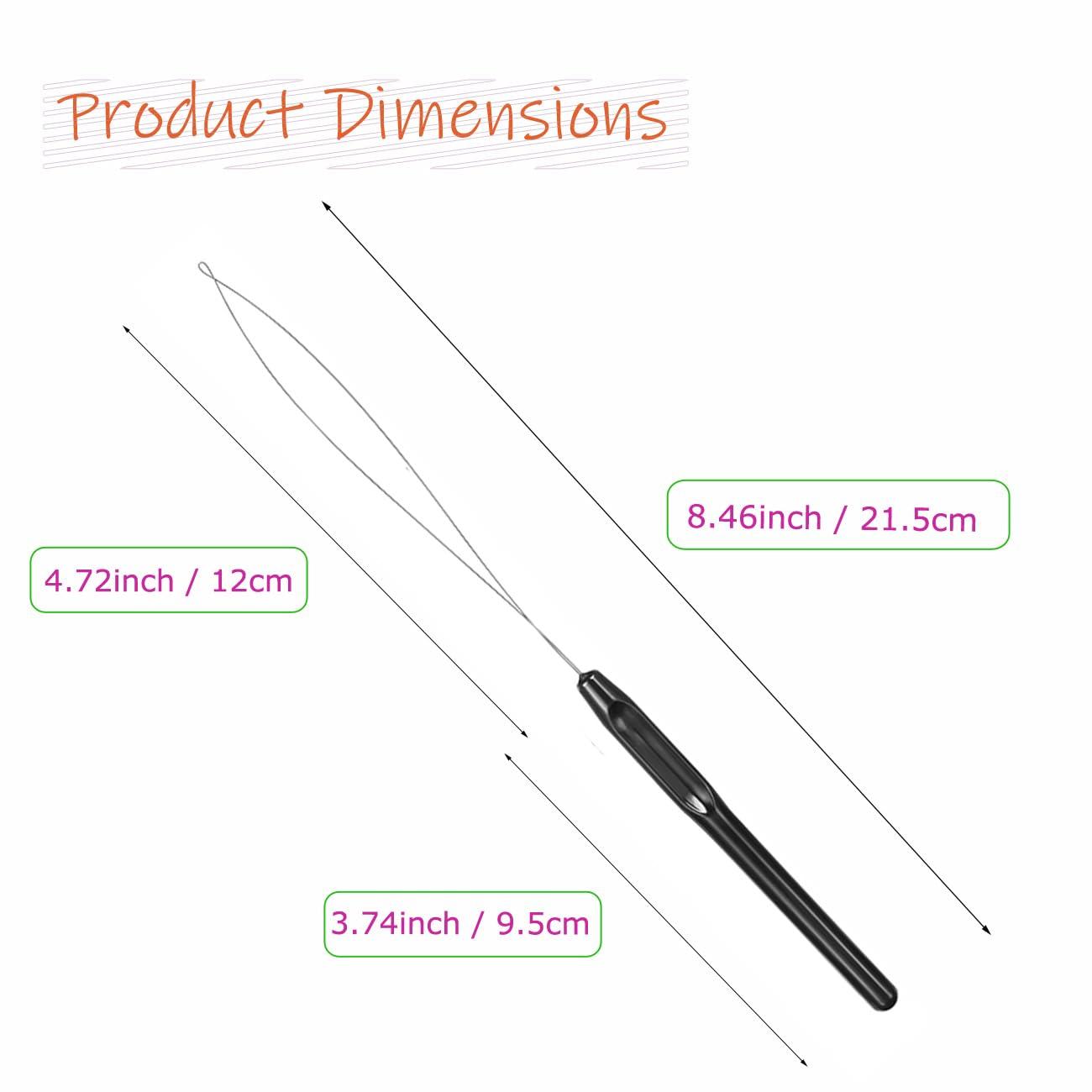 FeiHong 10 Pcs Hair Extension Loop Needle Threader, Wire Pulling Hook Tool and Bead Device Micro Links Kit for Hair and Feather Extensions