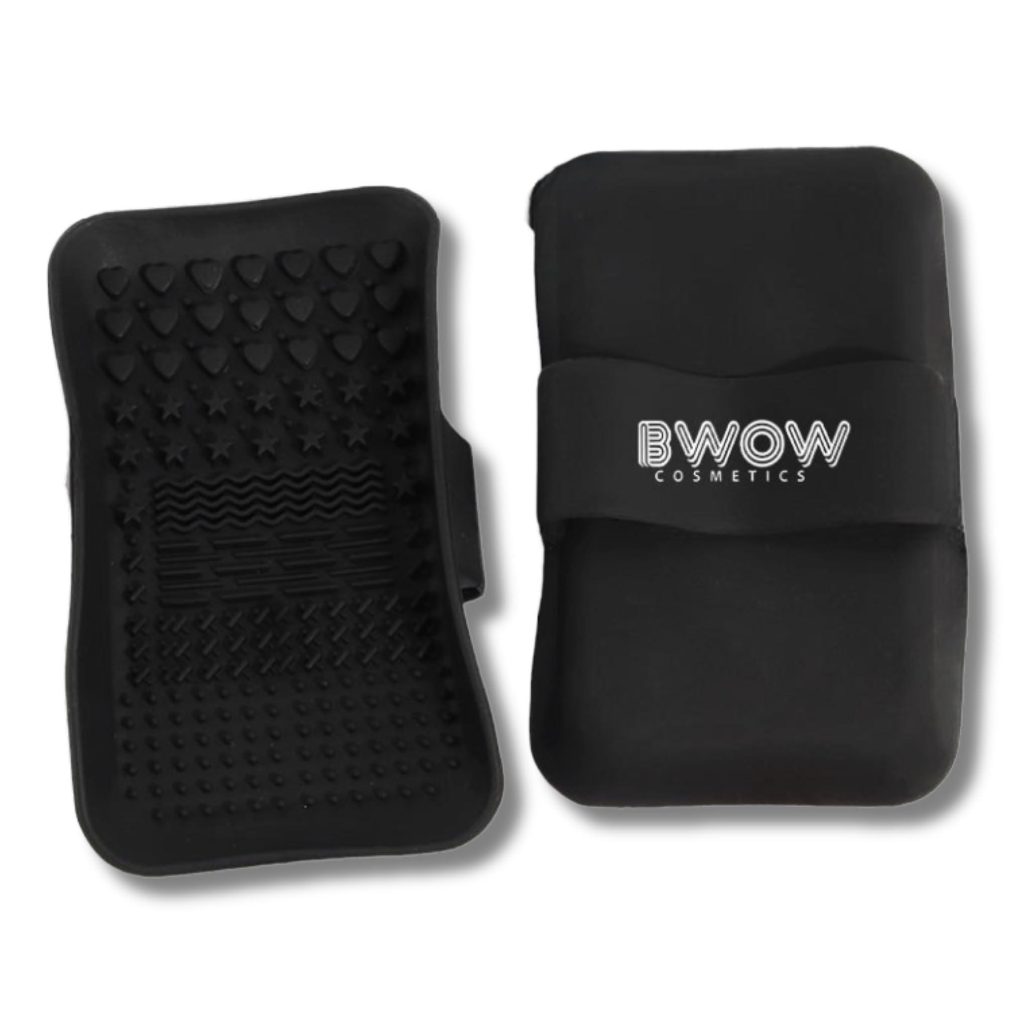 BWOW LUXCLEAN PRO Makeup Brush Cleaning Mat Pad | Silicone | Latex Free | Makeup Brush Handheld Cleaner | Textured Surface for all Styles of Brushes and Bristles | Precise Clean Brushes