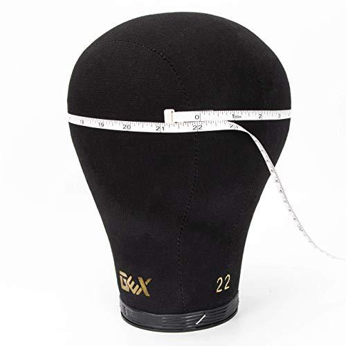 GEXWORLDWIDE GEX 20"-24" Canvas Cork Wig Block Mannequin Head for Wig Making Drying Styling Display with Table C Clamp Stand Holder (Black 22.5")