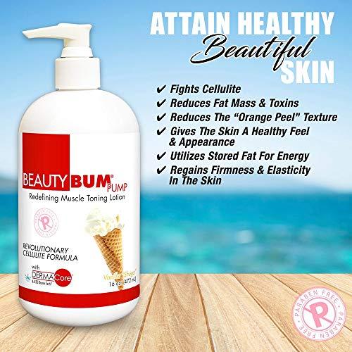 BeautyFit BeautyFit BeautyBum Pump Redefining Muscle Toning Lotion - Tightens Skin and Improves Appearance - Enhances Natural Elasticity and Firmness - Sculpt and Tone Problem Areas - Vanilla Shuga - 16 oz