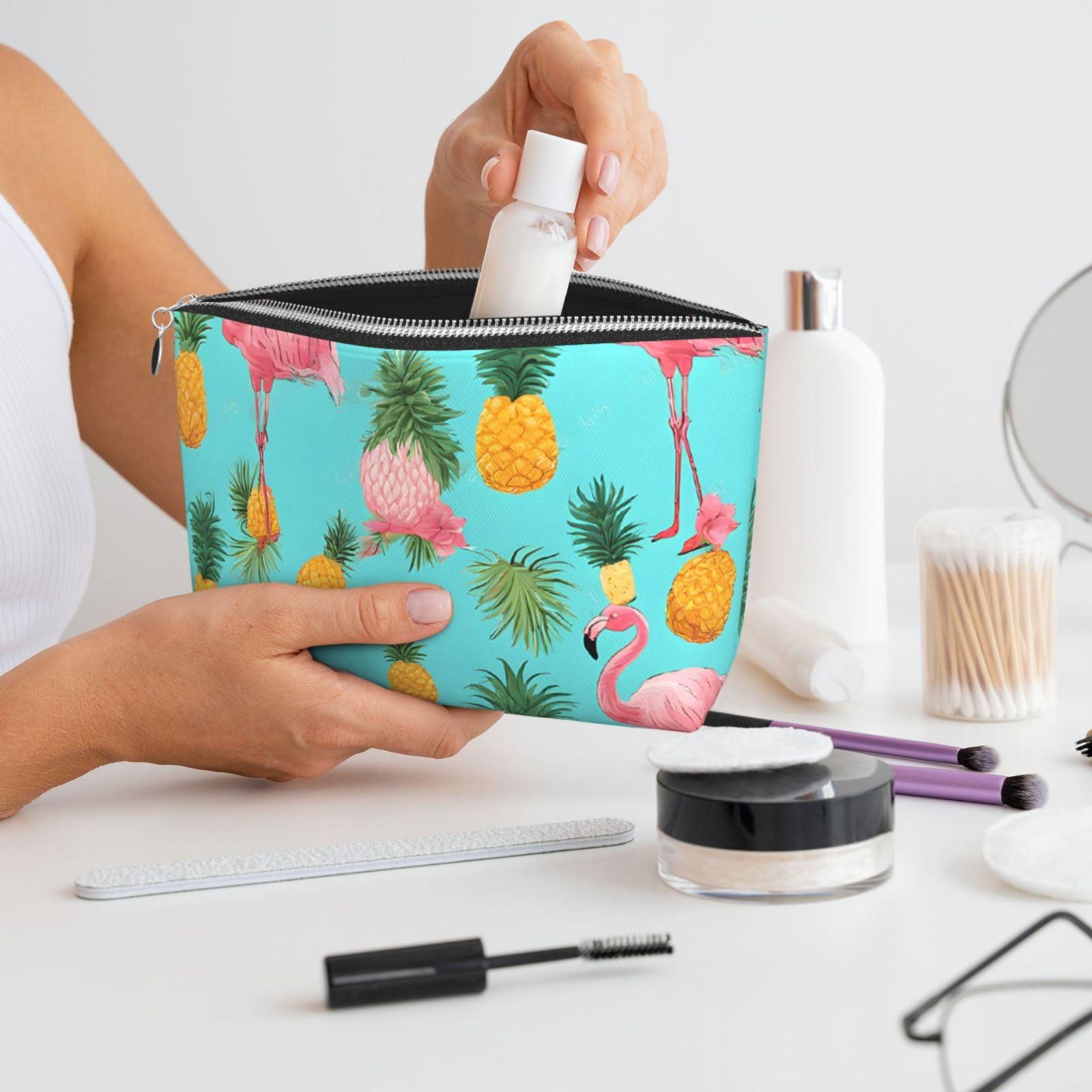 ESASAM Flamingo Printed Leather Travel Wash Bag, Stylish And Durable, Easy To Carry