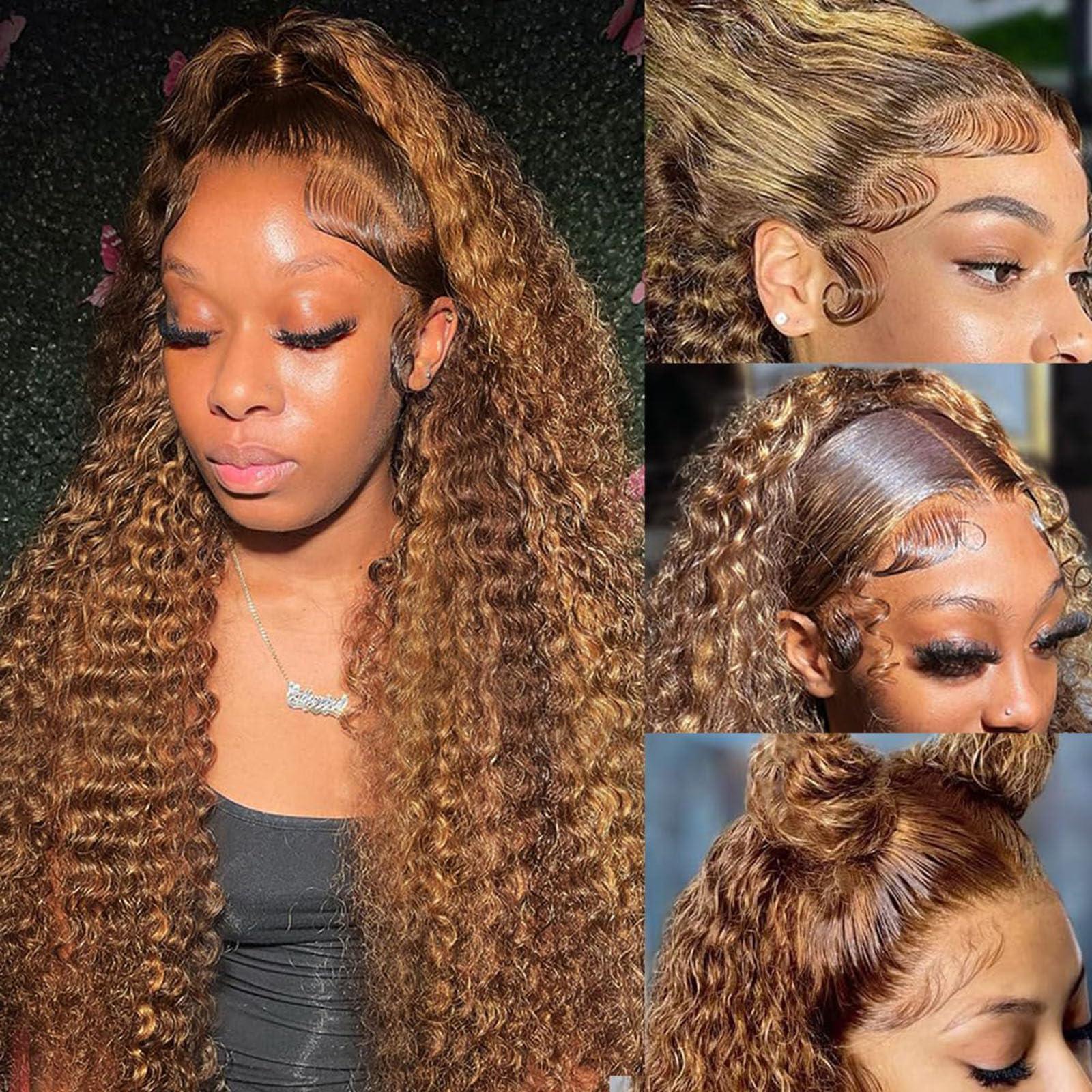 Lagalaga Lagalaga HD Omber 30 Jerry Curly Wave Wigs Human Hair 200% Density Real Full Large Lace Space 4x4 Omber 30 Jerry Curly Wave Wigs Human Hair Pre Plucked For Black Women