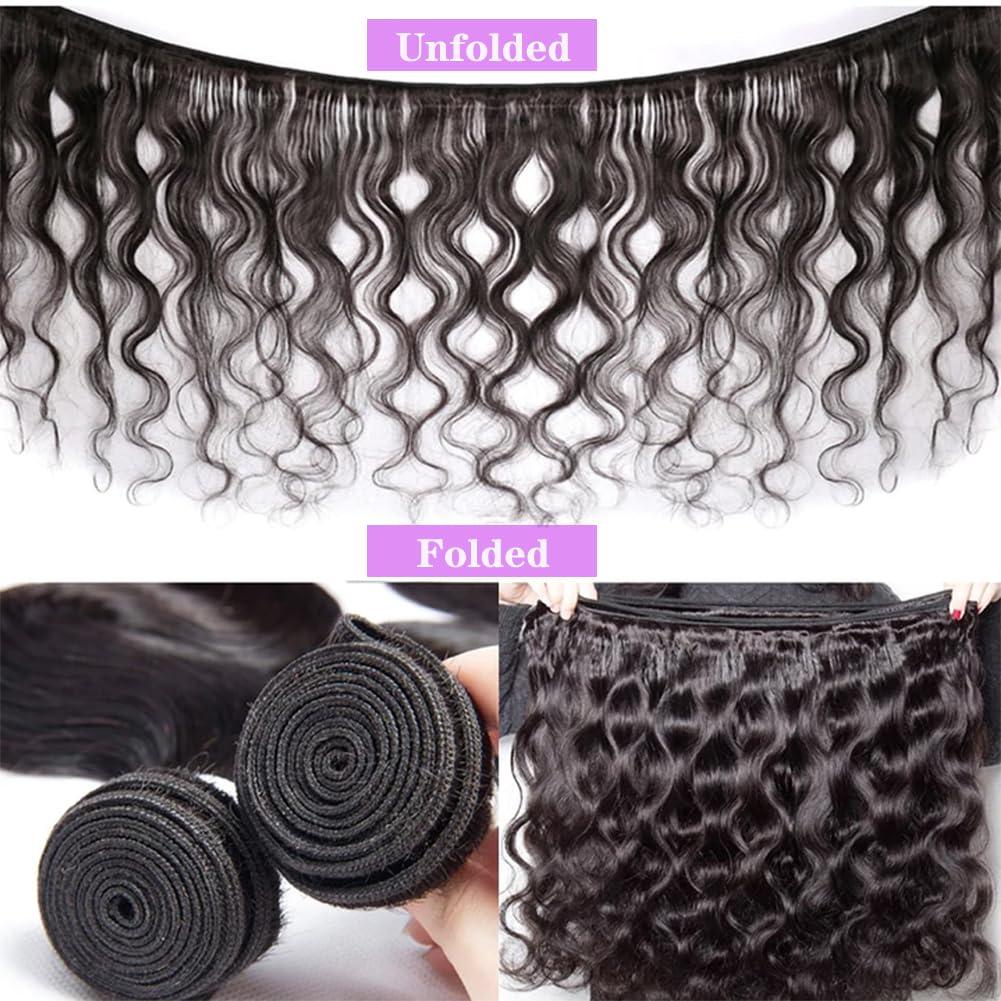 Cenglou Human Hair Bundles 28 Inch Body Wave Bundles Human Hair 100% Unprocessed 12A Brazilian Virgin Hair Bundles Human Hair Extensions Deals Long Quick Weave Bundles Human Hair Double Weft Natural Black