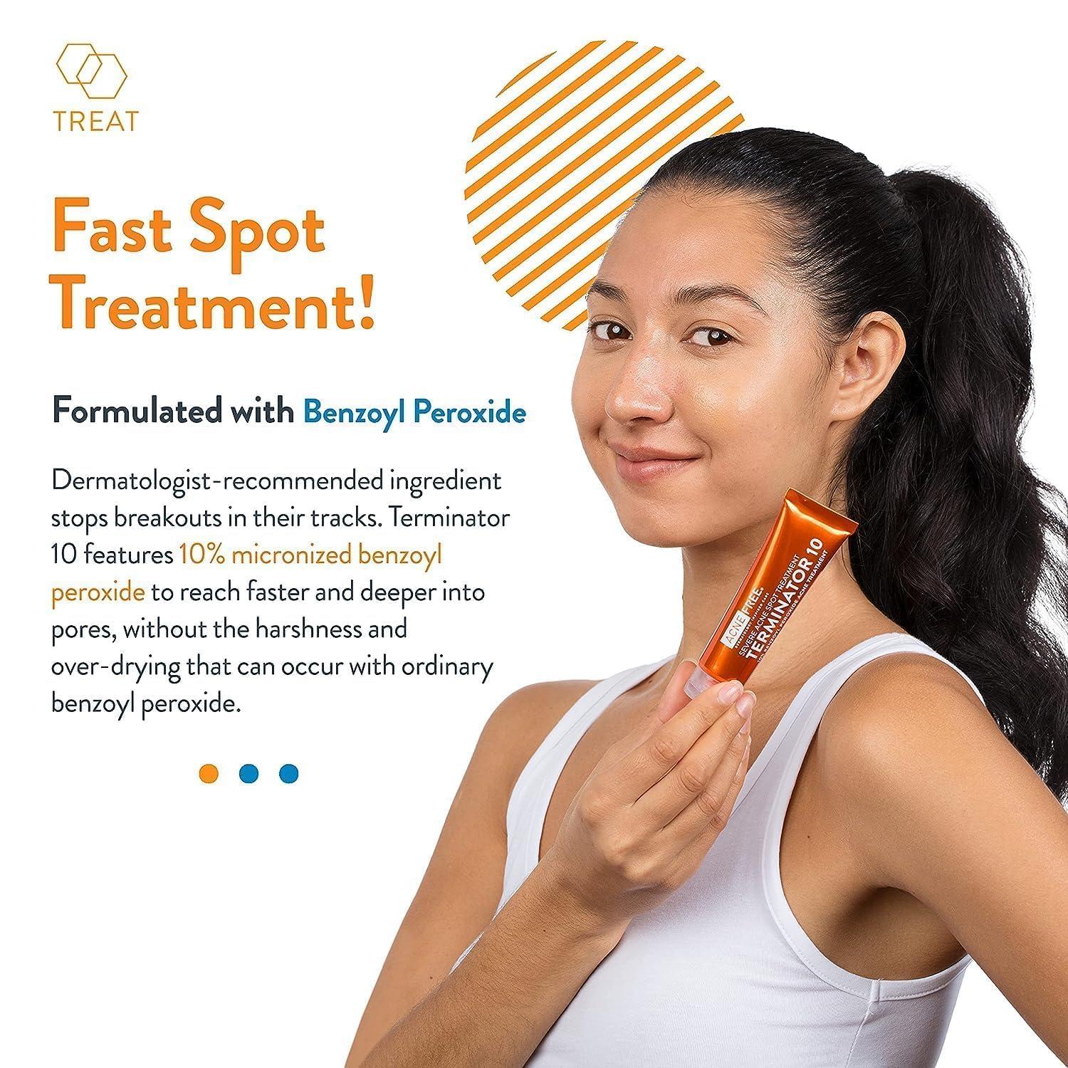 AcneFree AcneFree Terminator 10 Acne Spot Treatment with Benzoyl Peroxide 10% Maximum Strength Acne Cream Treatment, 1 Ounce - Pack Of 1