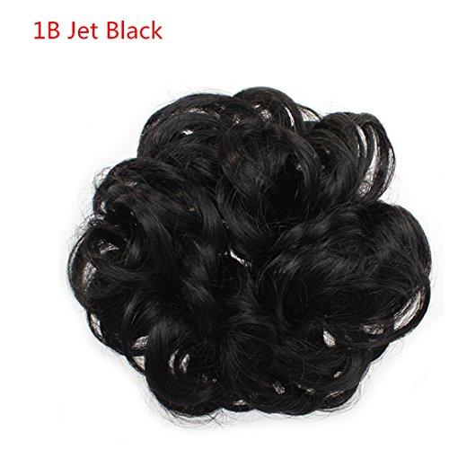 Aonmg Synthetic Fake Hair Bun hair buns Hair Piece For Women Elastic Scrunchie Hair Piece Bun Hair Tail Updo Afro Ponytail Accessory Jet Black