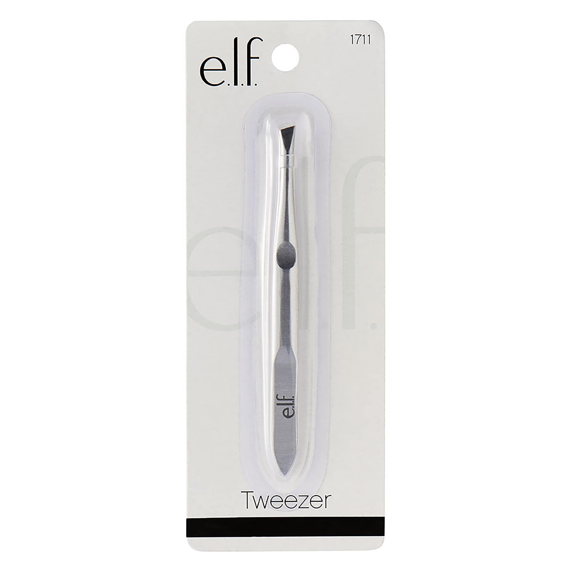e.l.f. e.l.f., Slant Tweezer, Professional Quality Stainless Steel, Provides a Strong Grip, Removes Hairs Accurately, Shapes, Defines, Easy To Use, Ergonomically-Designed