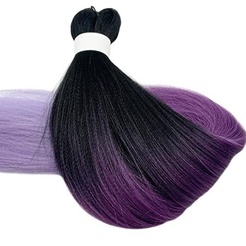 UPruyo UPruyo Black to Purple Ombre Braiding Hair Pre Stretched Synthetic Hair for Braiding Black Purple Hair Extensions for Braids Prestretched Braiding Hair Ombre (26 In 6 Packs)