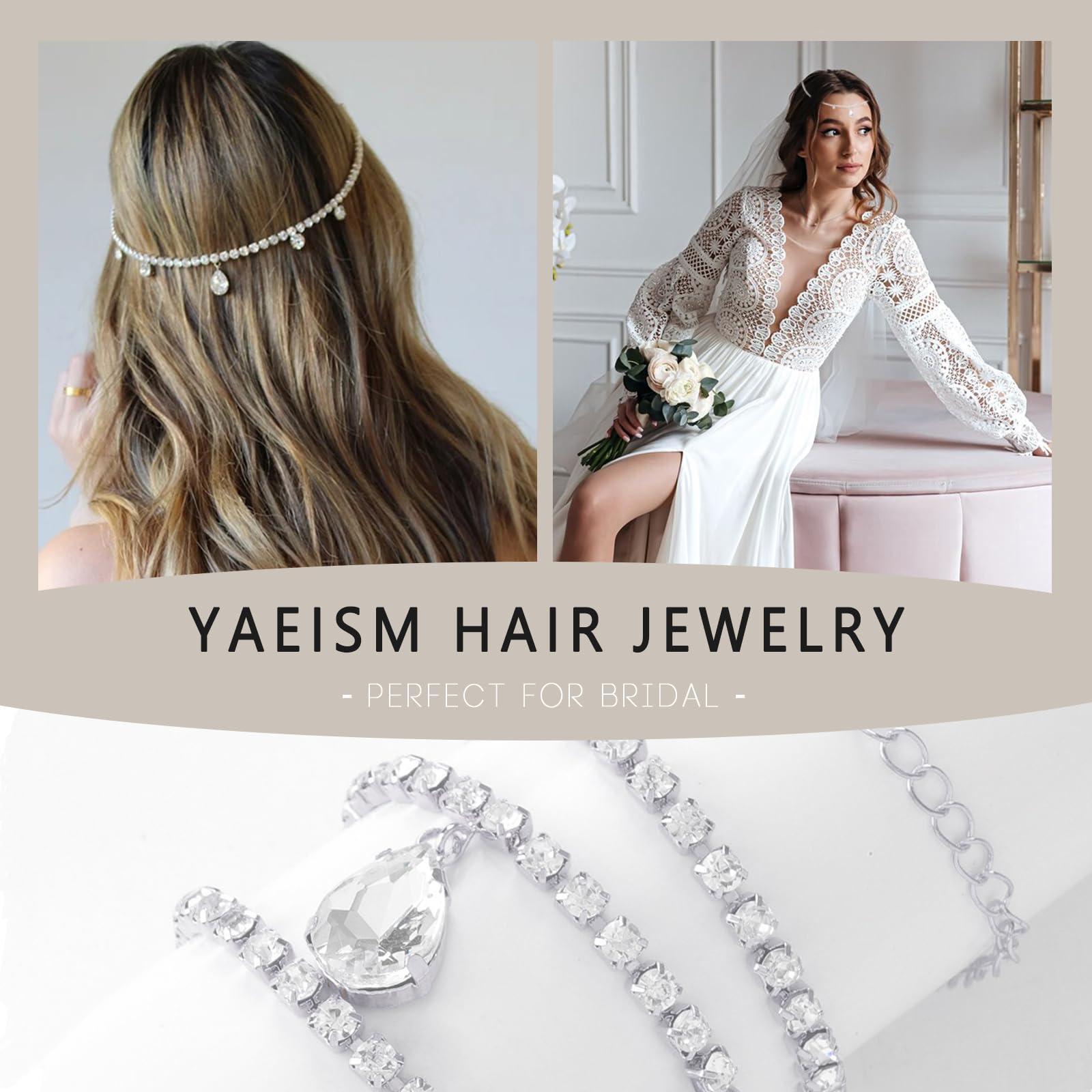 YAEISM YAEISM Silver Head Chain Headpiece Boho Wedding Hair Chains Elegant Bridal Hair Accessories for Women and Girls