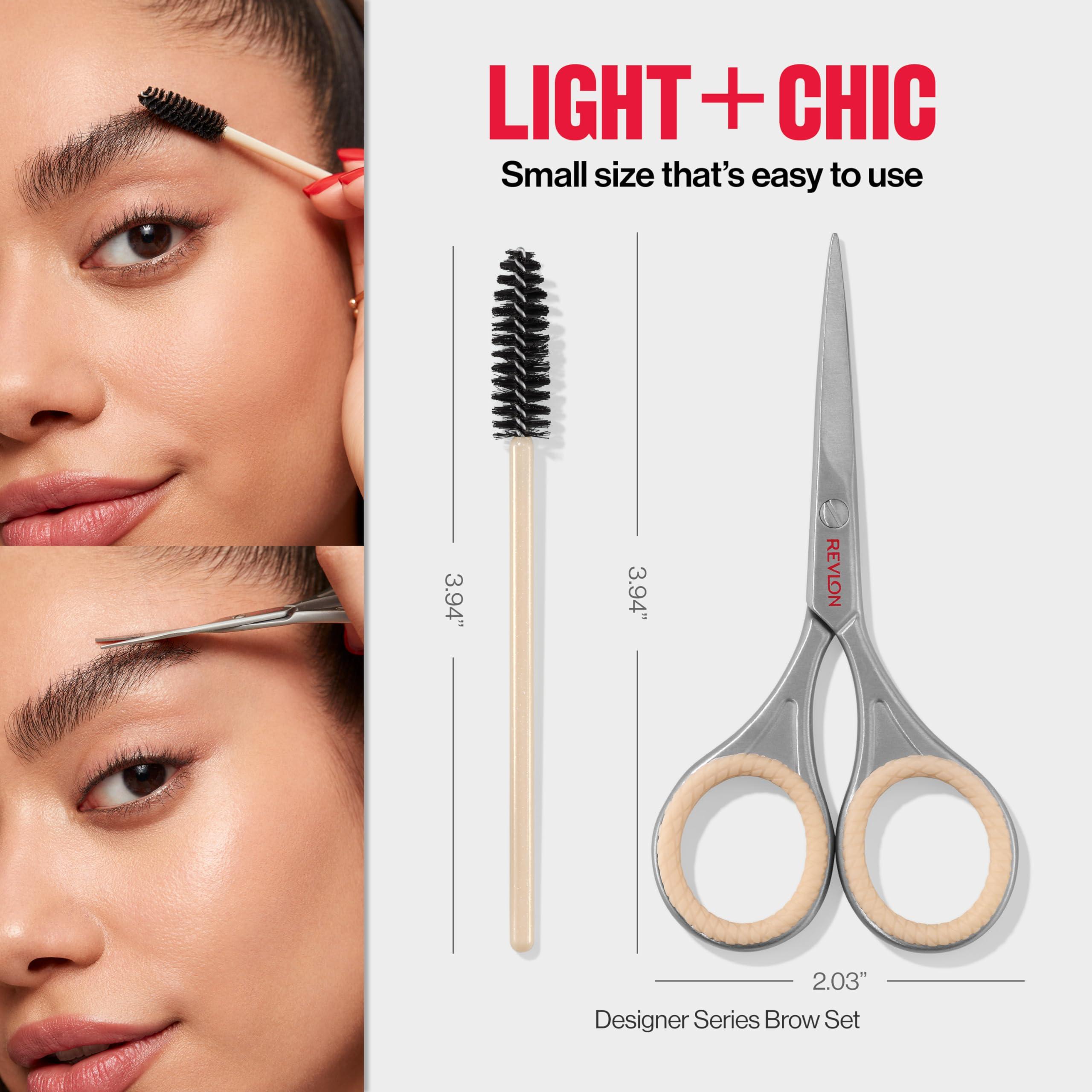REVLON Revlon Designer Series Brow Set, Trimming and Shaping Eyebrow Kit with Scissors and Spoolie Brush, Easy to Use at Home or on The Go, 1 Count