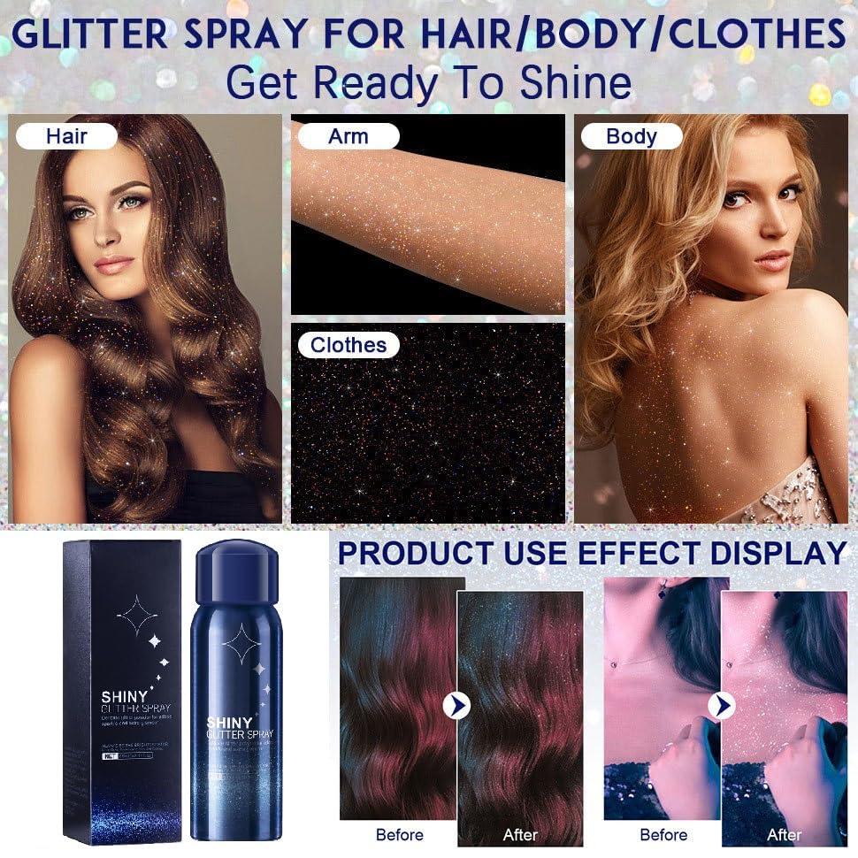 JISKG Body Glitter Spray, Perfect Body Glitter for Music Festival Stage Makeup and Festival Rave Highlighter Makeup. (2 Pcs)