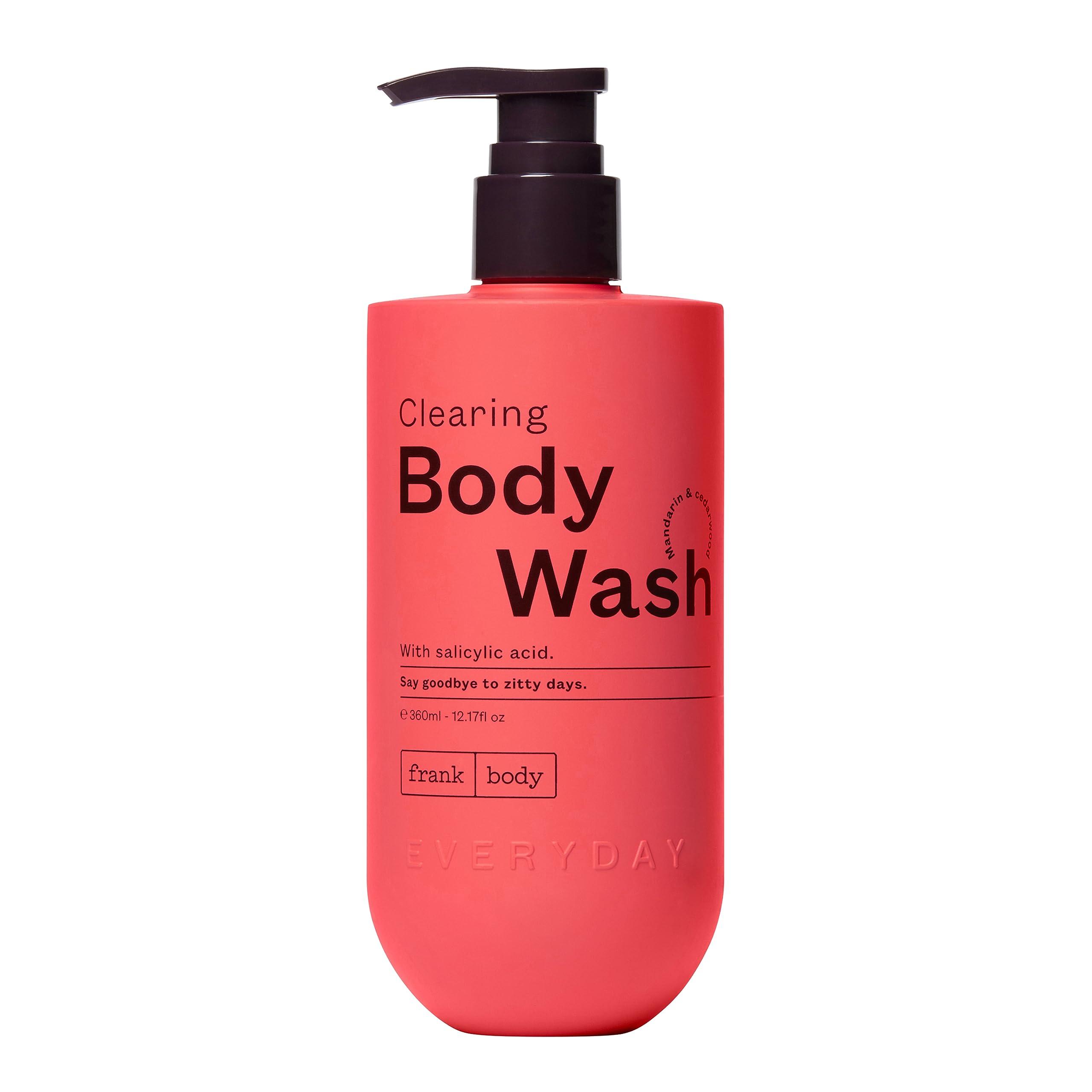 frank body frank body Clearing Body Wash & Body Lotion Bundle | Vegan & Cruelty Free | Removes Stubborn Dead Skin, Excess Oil, Black & White Heads| Mandarin & Cedarwood Scent