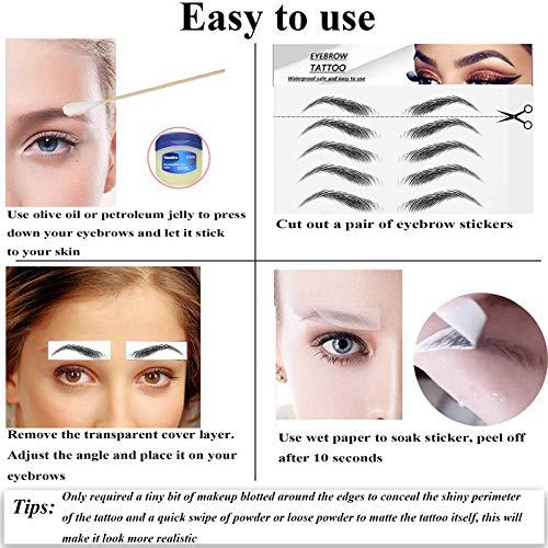 DaTineLky 22 Pairs Eyebrow Tattoo Peel Off 4D Eyebrow Tattoo Sticker Nature False Eyebrows Hair-Like Authentic Eyebrows Long Lasting Waterproof Temporary Tattoo Eyebrow for Eyebrow Grooming Shaping (Black)