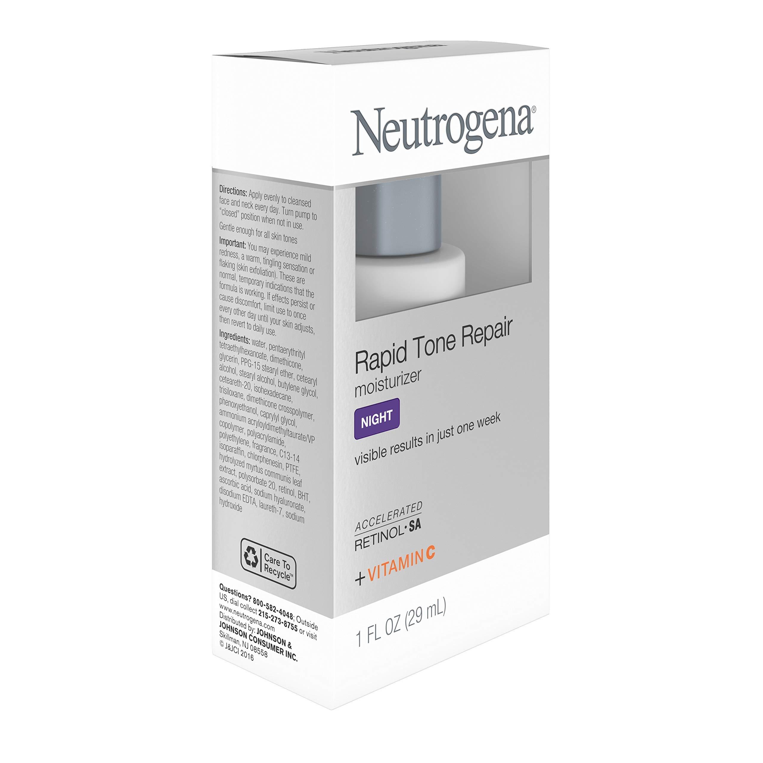Neutrogena Neutrogena Rapid Tone Repair Night Cream with Retinol, Vitamin C and Hyaluronic Acid - Anti Wrinkle Face and Neck Moisturizer - Vitamin C, Retinol, Glycerin, Hyaluronic Acid, 1 fl. Oz