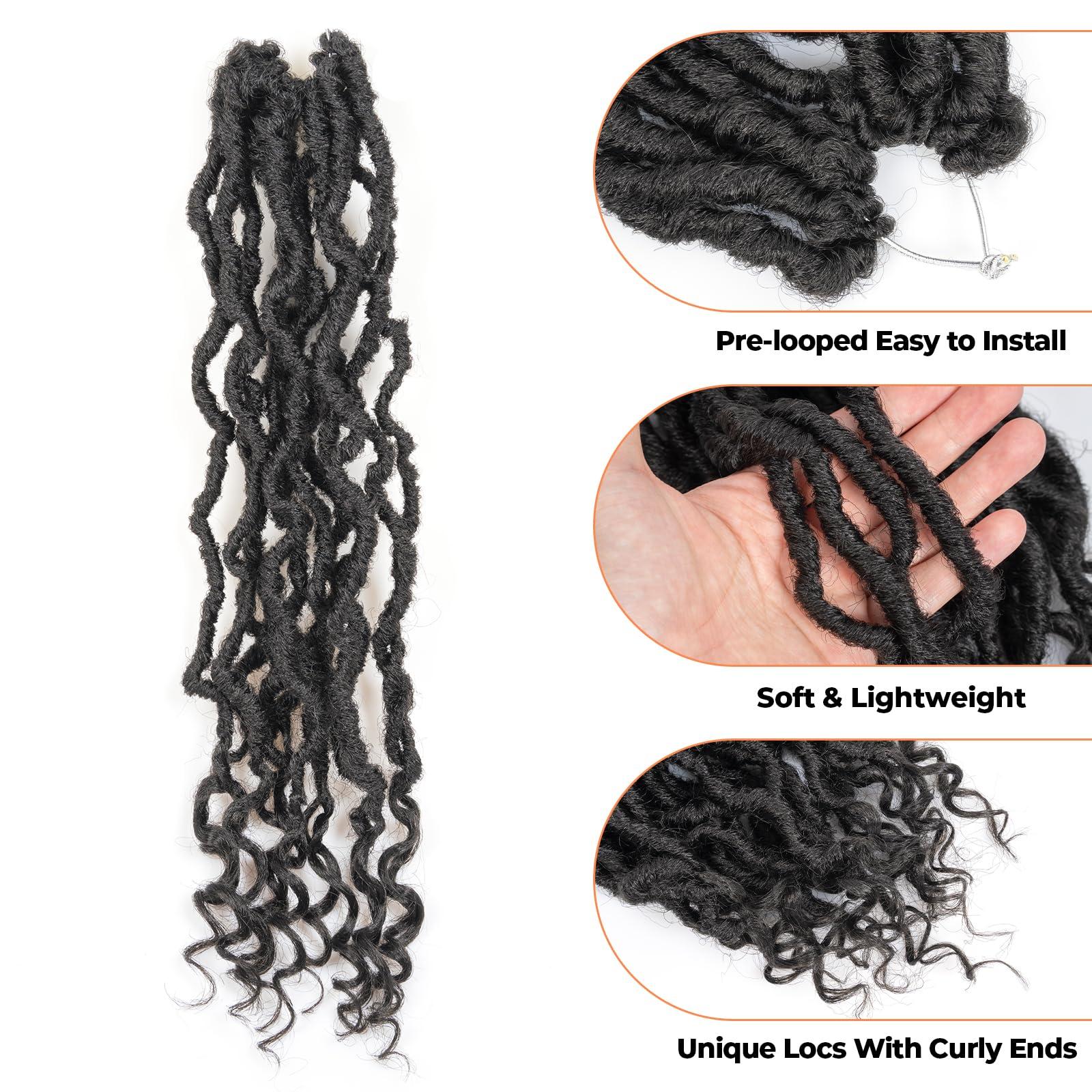 ToyoTress Toyotress Passion Locs Crochet Hair - 18 Inch 8 Packs Natural Black Faux Locs Crochet Hair Curly Ends, Long Curly Locs Braids Pre-Looped Synthetic Braiding Hair Extensions (18 Inch, 1B)
