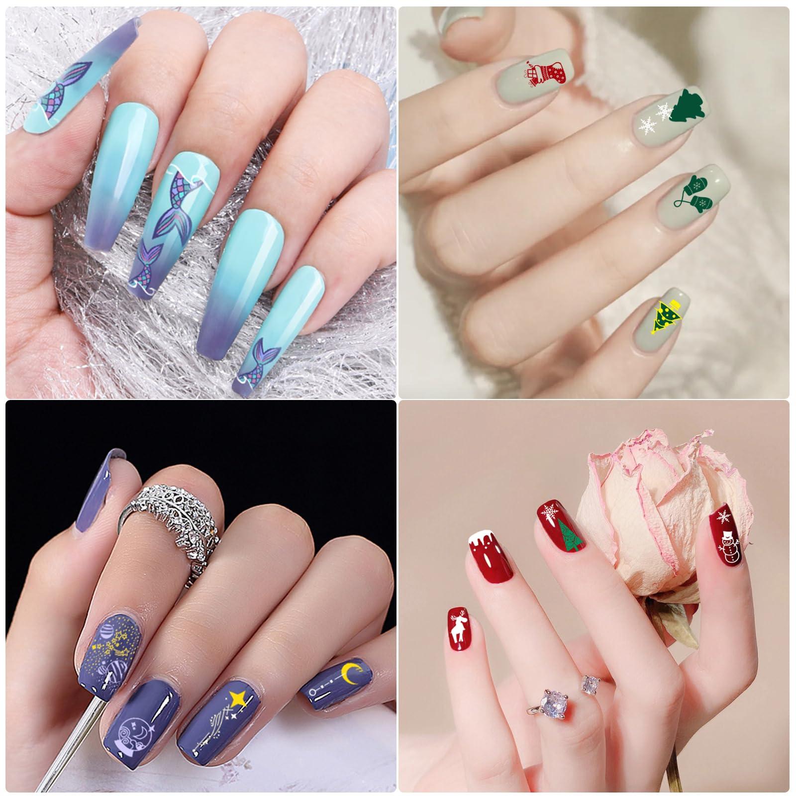 Biutee Biutee Nail Art Stamping Plate Set Nail Stamping Kit with Silicone Nail Stamper Flower Leaves Animal Lace Star Rose Holiday Design Nail Stamp Plate Valentine Nail Stamp Template