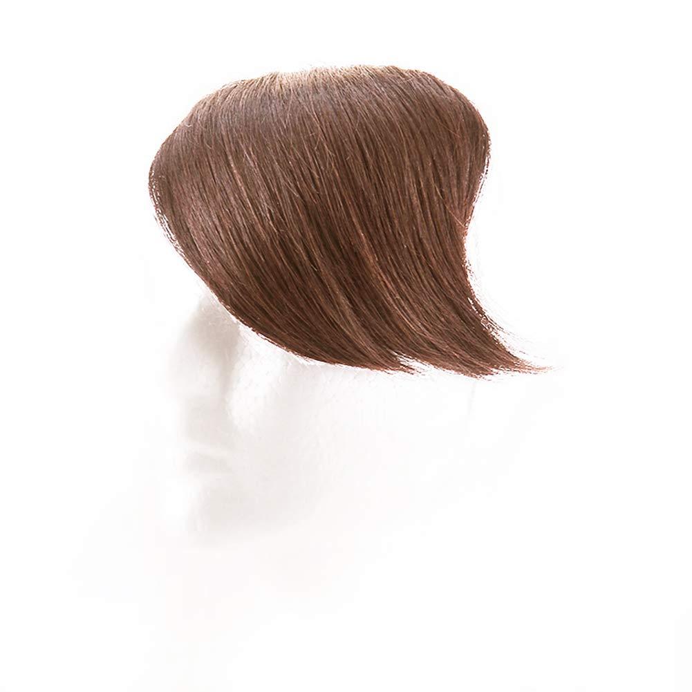 LesafeV LesafeV Long Side-Part Straight Thick Bangs Seamless Front Fringe Hairpiece Clip in Human Hair 10\" Light Brown