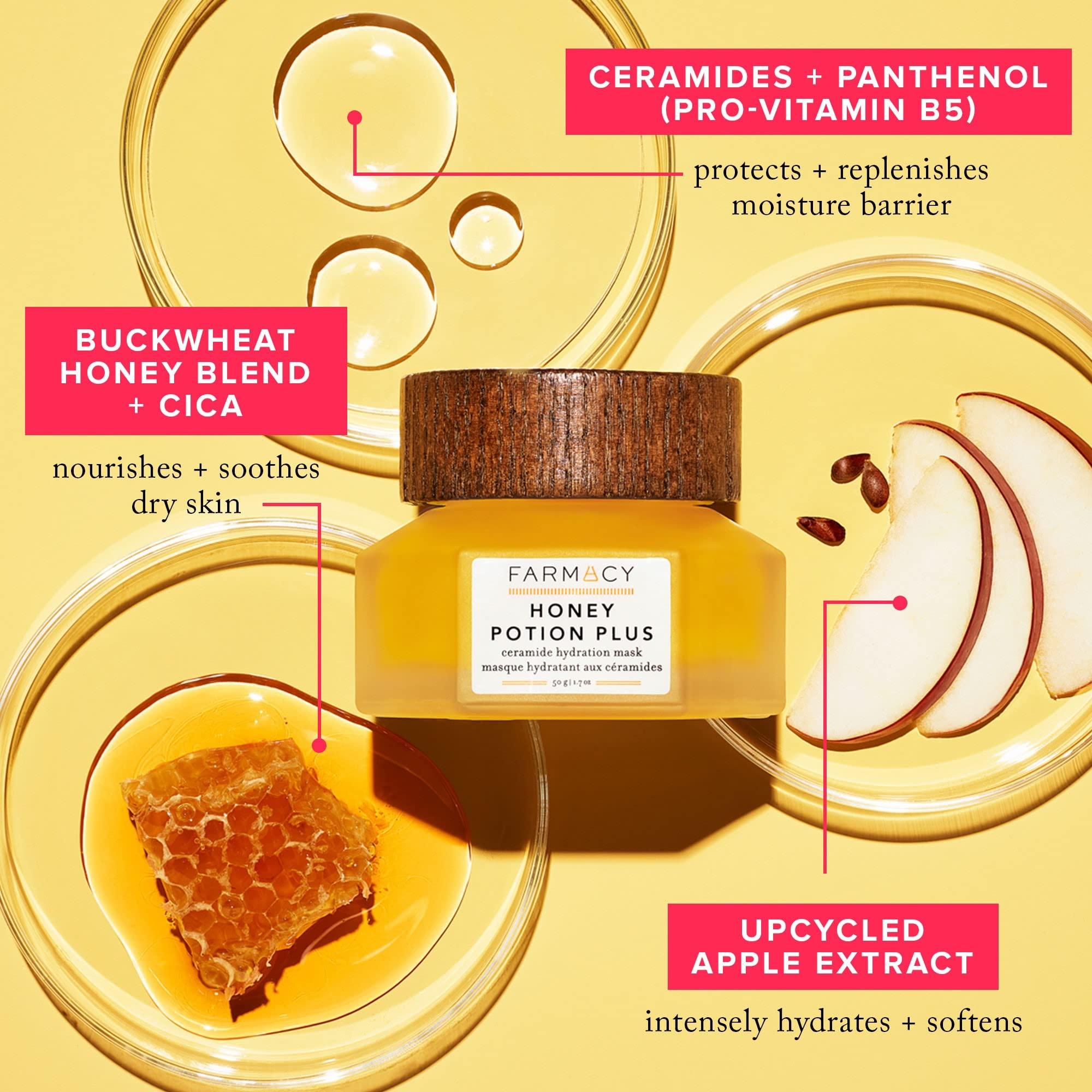 Farmacy Farmacy Hydrating Face Mask - Honey Potion Plus Nourishing Skincare Facial Mask with Niacinamide, Ceramides + Pro-Vitamin B5 to Protect + Replenish Moisture Barrier (9ml)