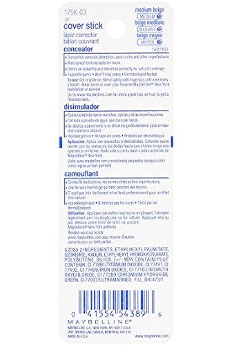 MAYBELLINE Maybelline New York Cover Stick Corrector Concealer, Medium Beige, 0.16 oz.