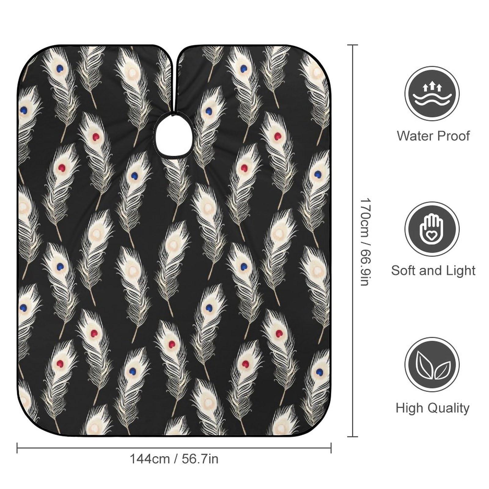 LJFABKY Peacock Feathers Professional Hair Cutting Cape Salon Barber Apron with Adjustable Snap Closure