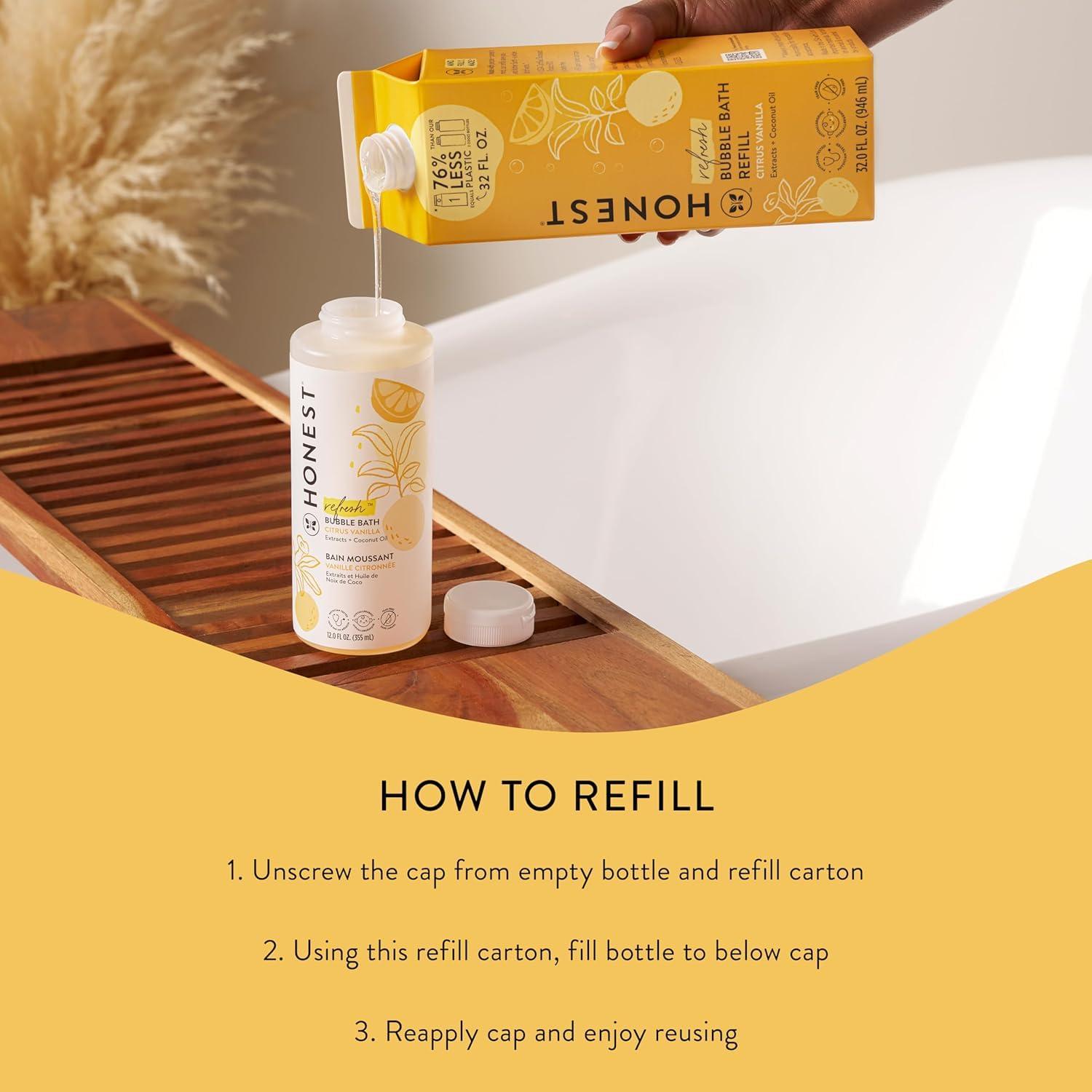 The Honest Company The Honest Company Foaming Bubble Bath Refill Carton | Gentle for Baby | Naturally Derived, Tear-Free, Hypoallergenic | Citrus Vanilla Refresh, 32 fl oz