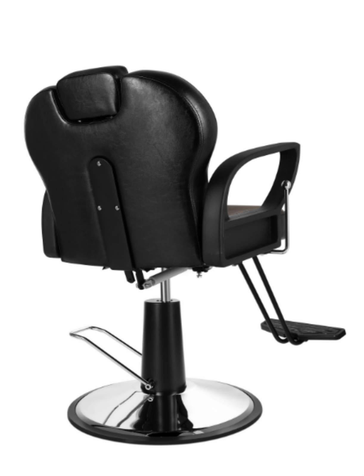 SALON STYLE() Salon Style 360 Degrees Rolling Swivel HydraulicBarber Chair with Movable Headrest All Purpose Salon Chair for Hair Stylist Tattoo Chair Reclining Barber Chair (Black & Brown)