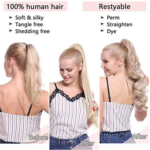 Hairro Hairro Claw Clip In Ponytails 100% Real Human Hair Ponytail Hair Extensions Natural Jaw On Ponytail Extensions Jaw/Claw Clips Pony Tail Hairpieces For Women 16 Inch 105g #1B Natural Black