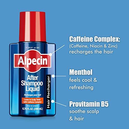 Alpecin Alpecin After Shampoo Caffeine Liquid Hair Recharger, 6.76 fl oz (Pack of 3), Scalp Tonic for Men's Thinning Hair Growth, Sulfate Free with Castor Oil