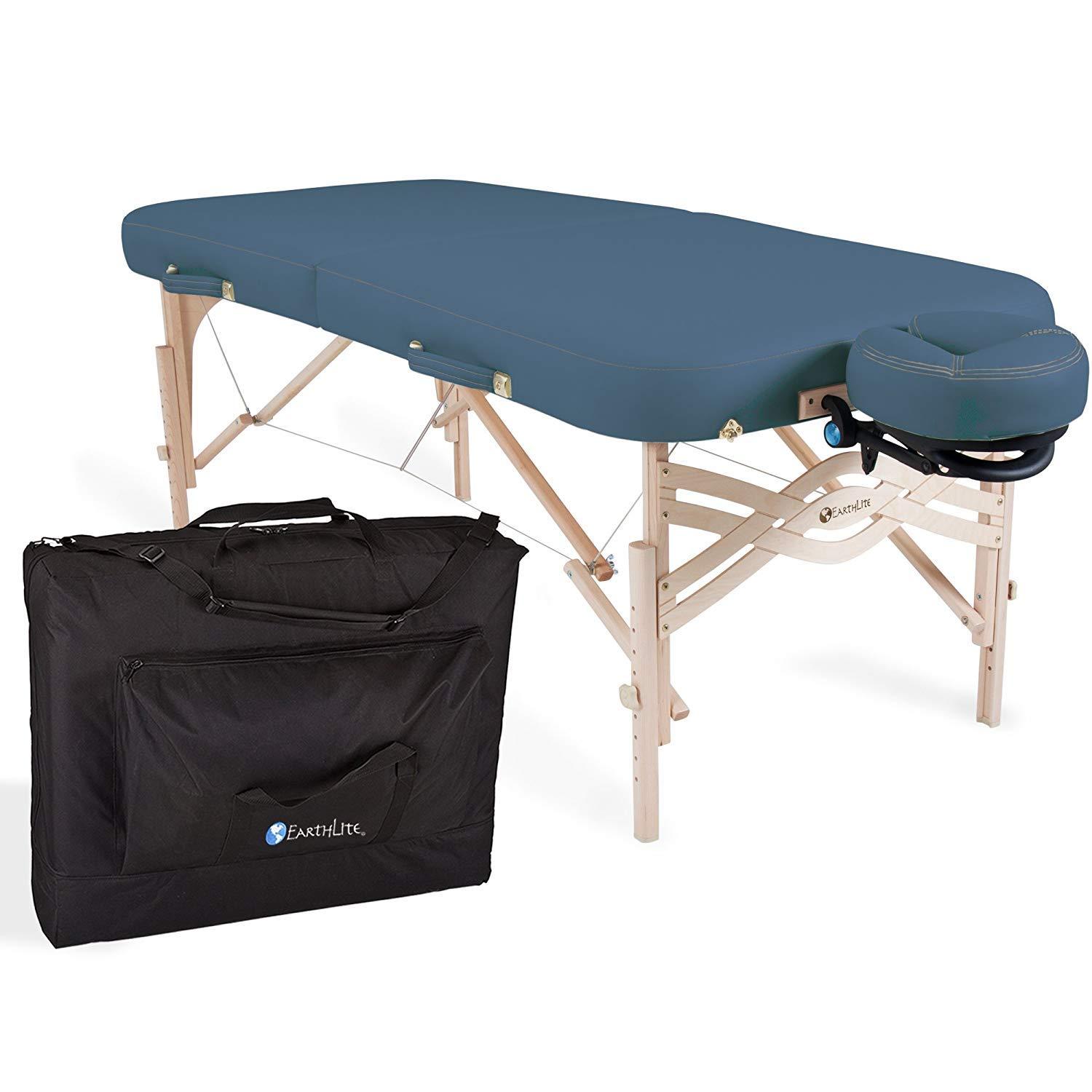 Earthlite EARTHLITE Premium Portable Massage Table Package SPIRIT - Spa-Level Comfort, Deluxe Cushioning incl. Flex-Rest Face Cradle & Strata Face Pillow, Carry Case (30/32 x 73) - Made in USA, Mystic Blue