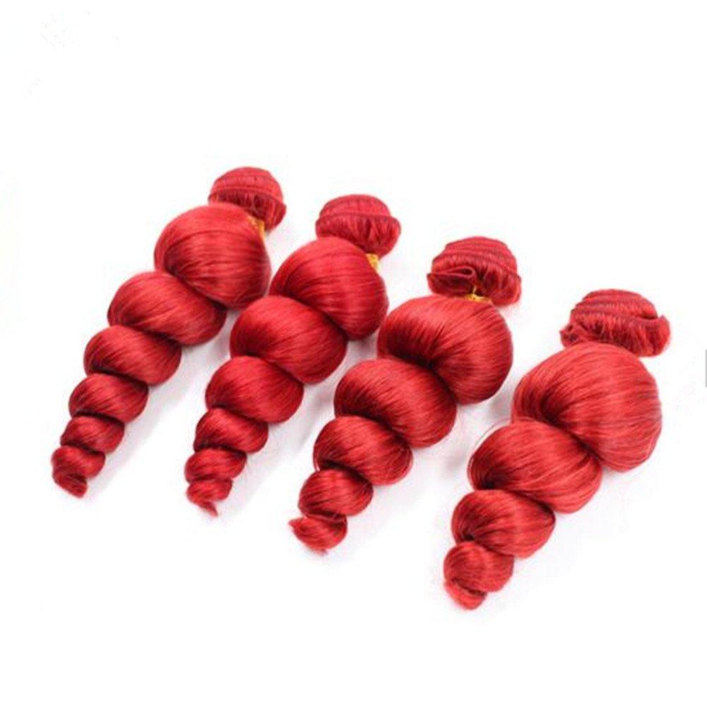 Ruma Hair Ruam Hair 8A 3/4Pcs Full &Thick Red Malaysian Loose Wave Curly Virgin Human Hair Weave Weft Extensions 3/4 Bundles Lot 100G/Pc Mixed Lengths 10-30'' Stock (24 24 24 24)