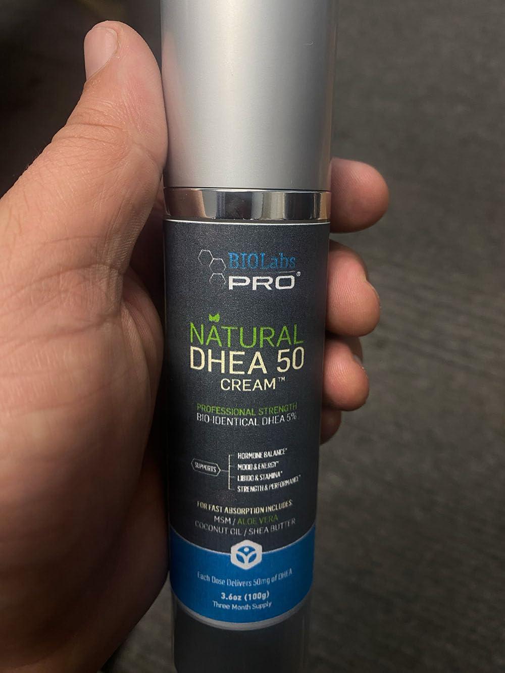 BIOLABS PRO DHEA Cream 50mg for Women and Men, Maximum Strength Natural DHEA Cosmetic Formulation for Skin Hydration Balance, Pure Non-GMO, Gluten-Free, Paraben-Free, Skin Cream 3-Month Supply (Unscented - 3.6oz)